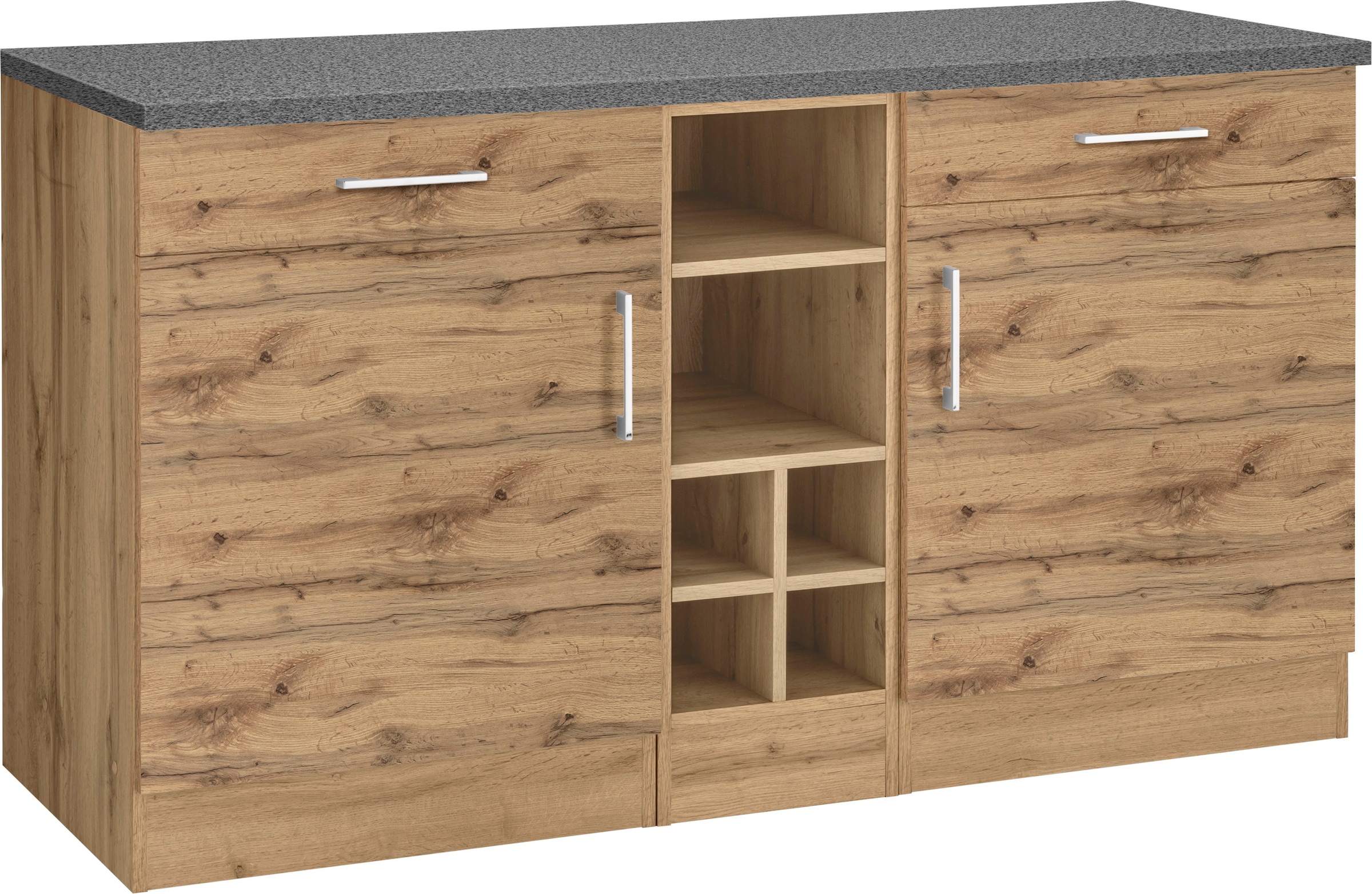 KOCHSTATION Unterschrank »KS-Colmar« 150 cm breit, 2 Schubkästen, 2 Türen, 6 Fächer, für viel Stauraum