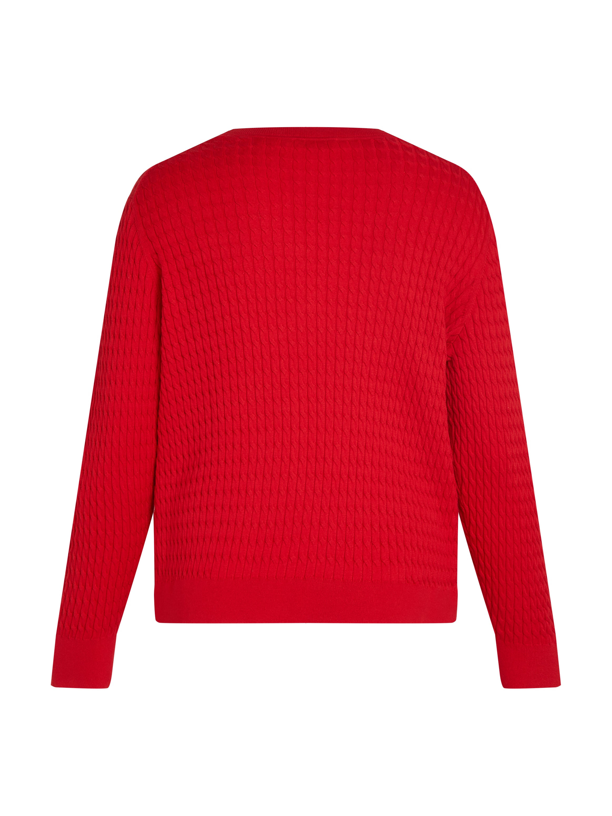 Tommy Hilfiger Curve Rundhalspullover »CRV CO CABLE C-NK LS SWEATER«, in Großen Größen, Zopfmuster, Logostickerei