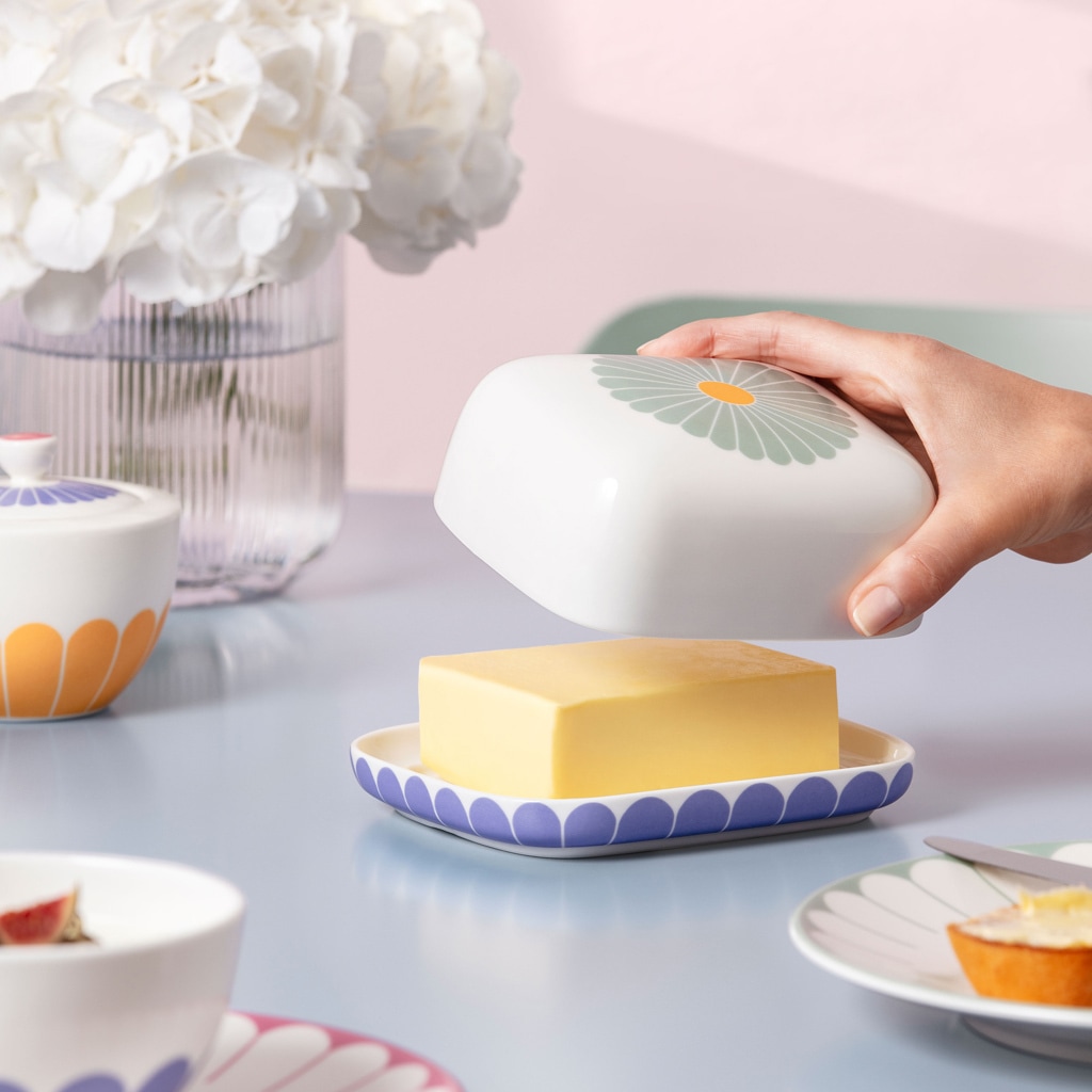 Villeroy & Boch Butterdose »Butterdose Fleur Couleur 14,8 x 12,3 cm bunt« Spülmaschinenfest, Mikrowellensicher