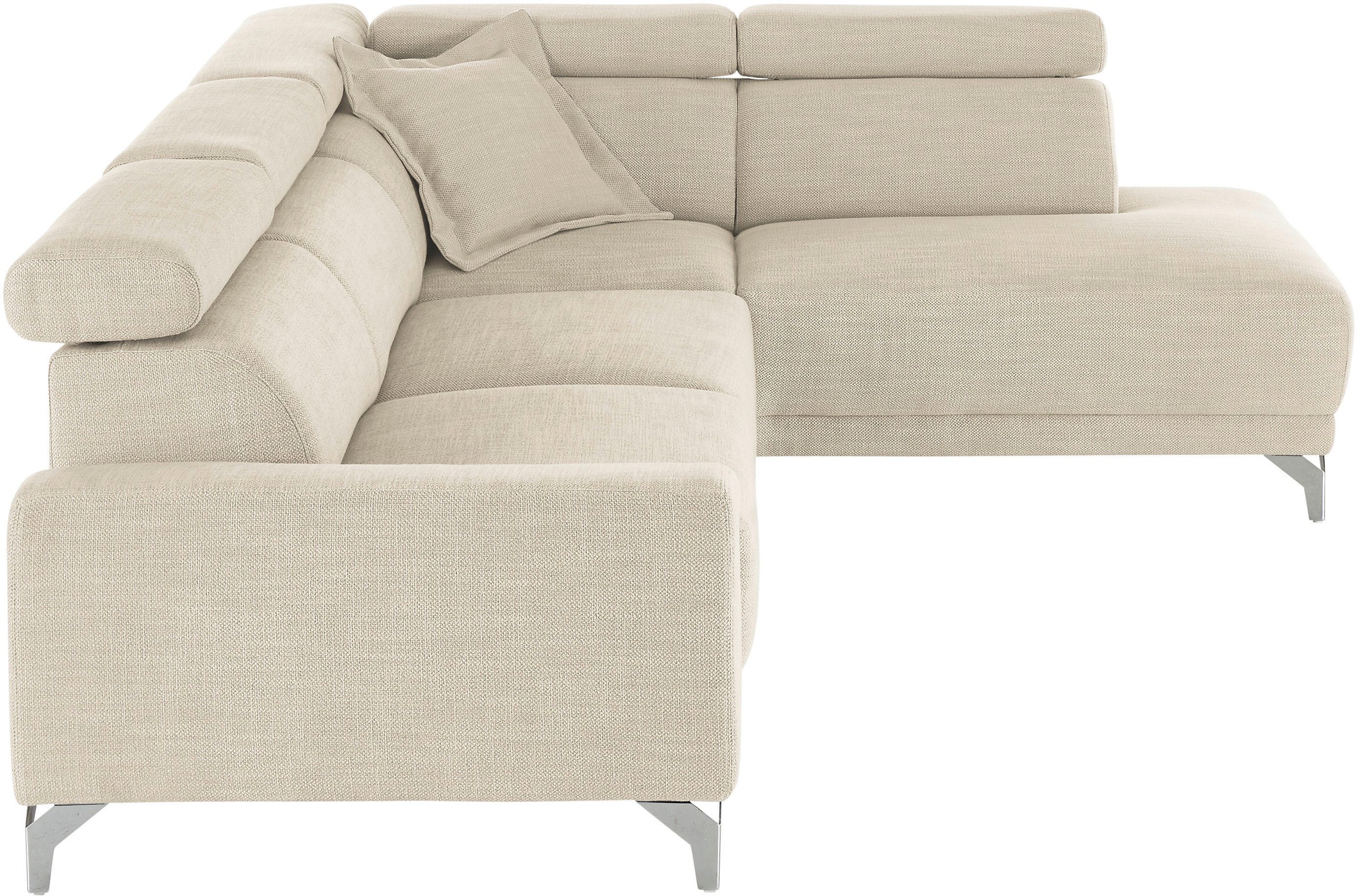 3C Candy Ecksofa »Greve Sofa immer mit manuelle Kopfteilverstellungen, modern, elegant«, wahlweise motorischer Sitzvorzug, bequem und zeitlos, L-Form