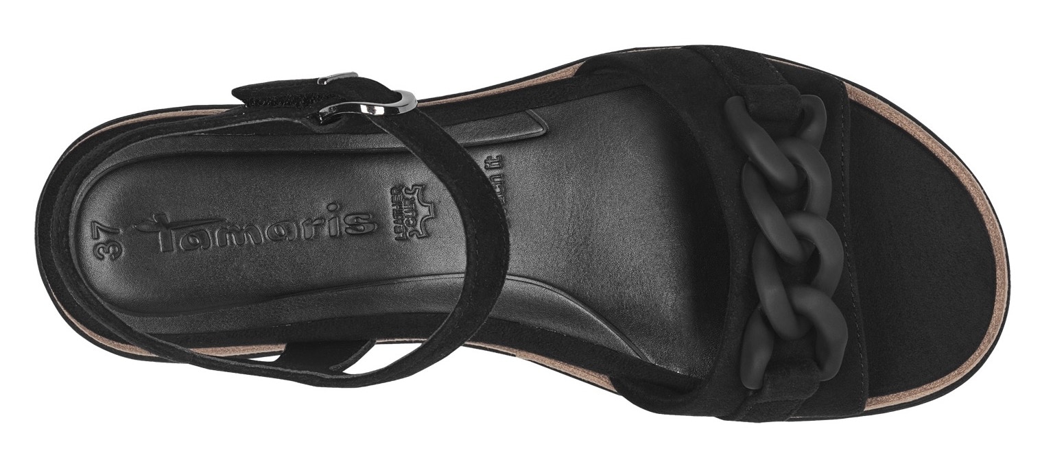 Tamaris Keilsandalette, Sommerschuh, Riemchensandale mit mattierter Zierkette