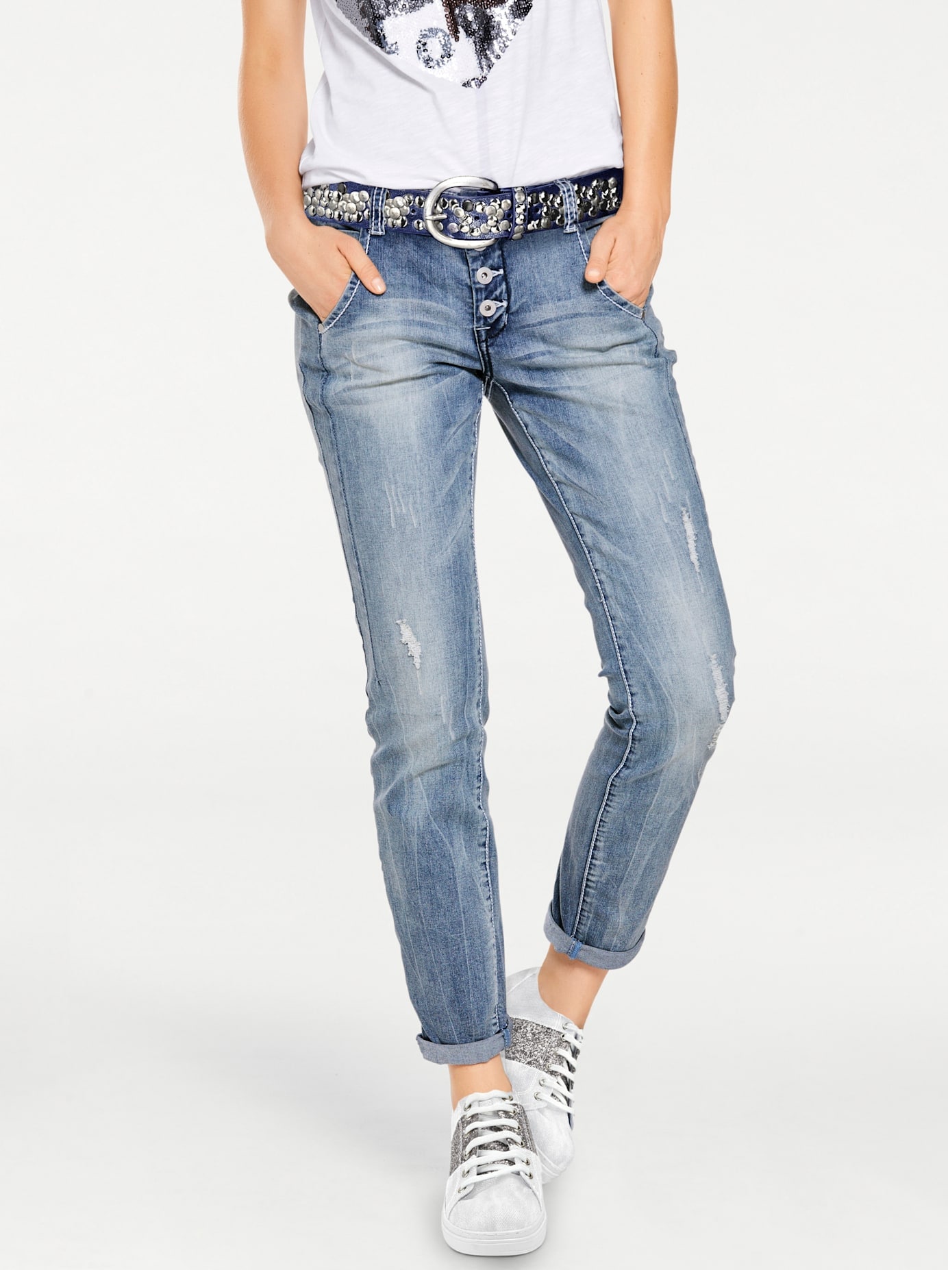 Heine Damen Boyfriend-Jeans 1 Stk. tlg. in blau, Größe 42