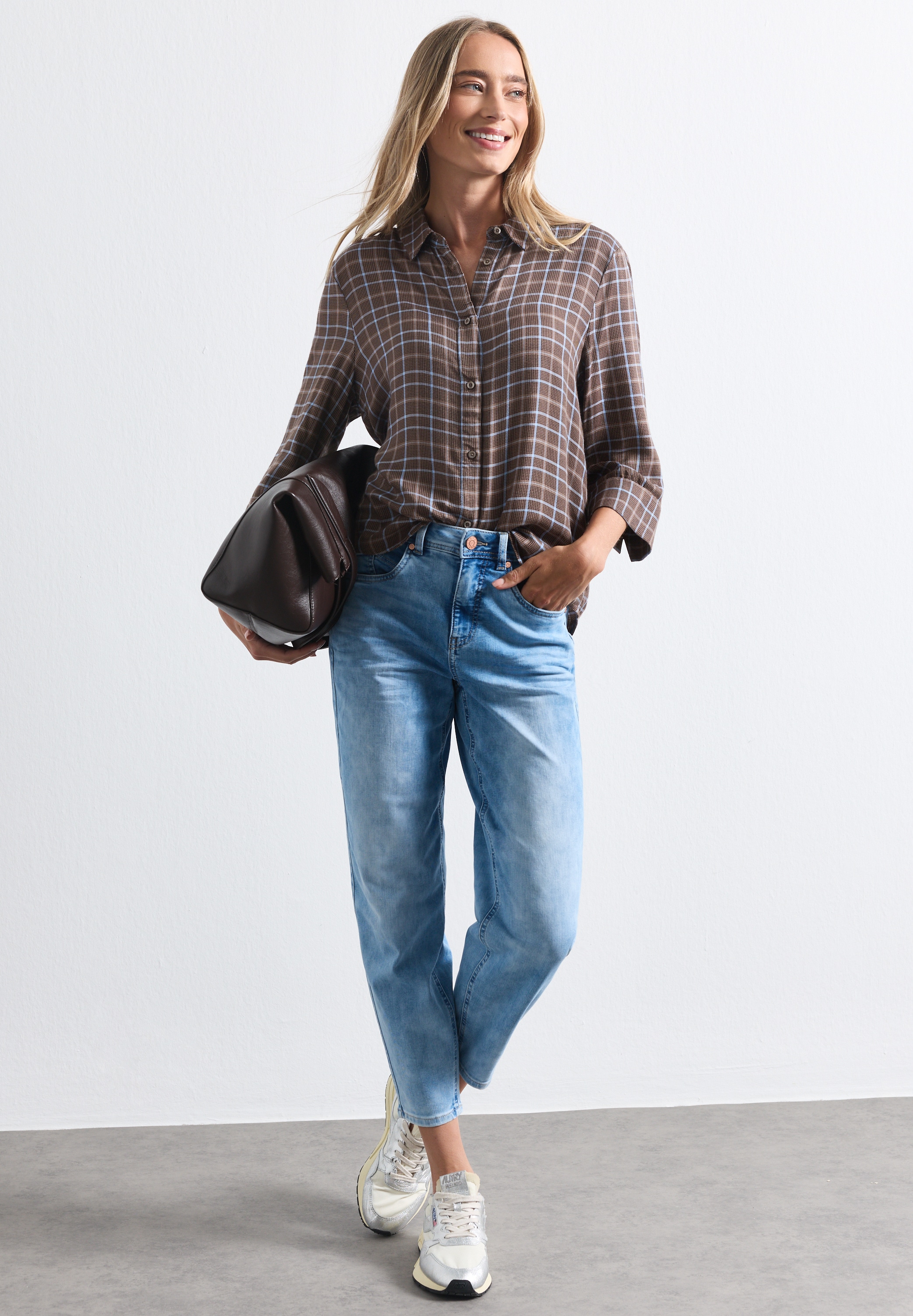 STREET ONE Karobluse 3/4-Arm mit Hemdblusenkragen
