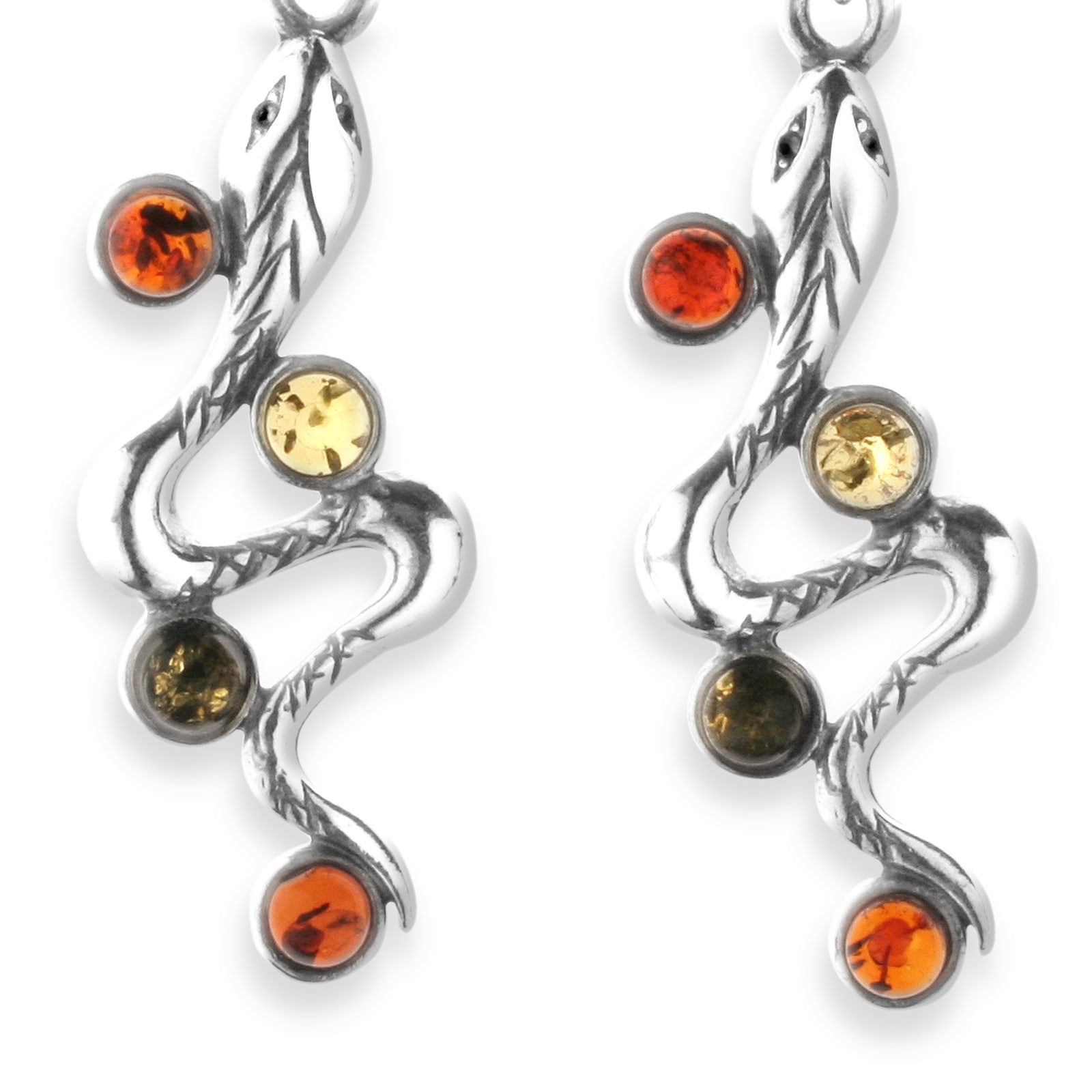 OSTSEE-SCHMUCK Paar Ohrhänger »- Schlange - Silber 925/000 - Bernstein«