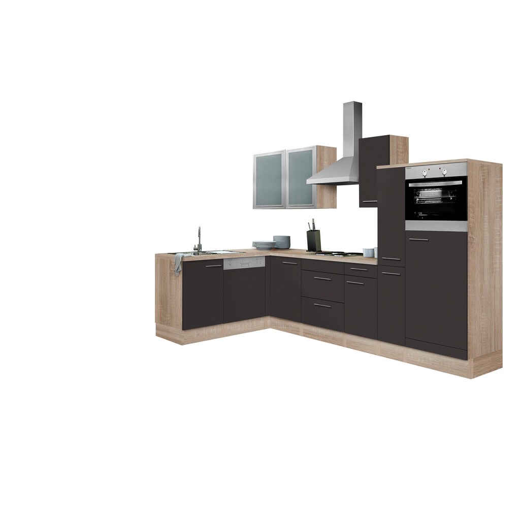 OPTIFIT Winkelküche »Kalmar«, mit E-Geräten, Stellbreite 300 x 175 cm