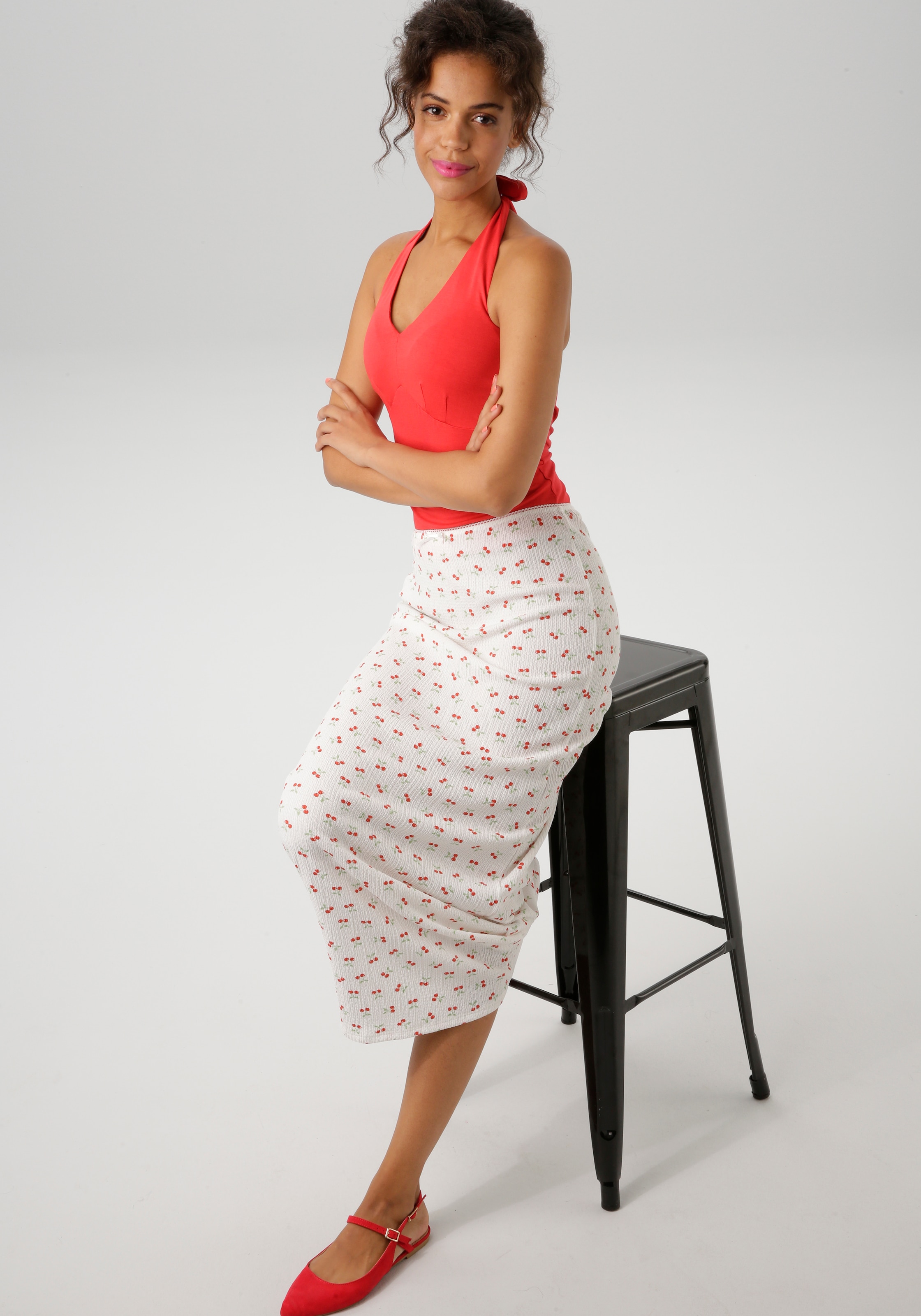 Aniston CASUAL Maxirock, allover mit Kirschen bedruckt - NEUE KOLLEKTION