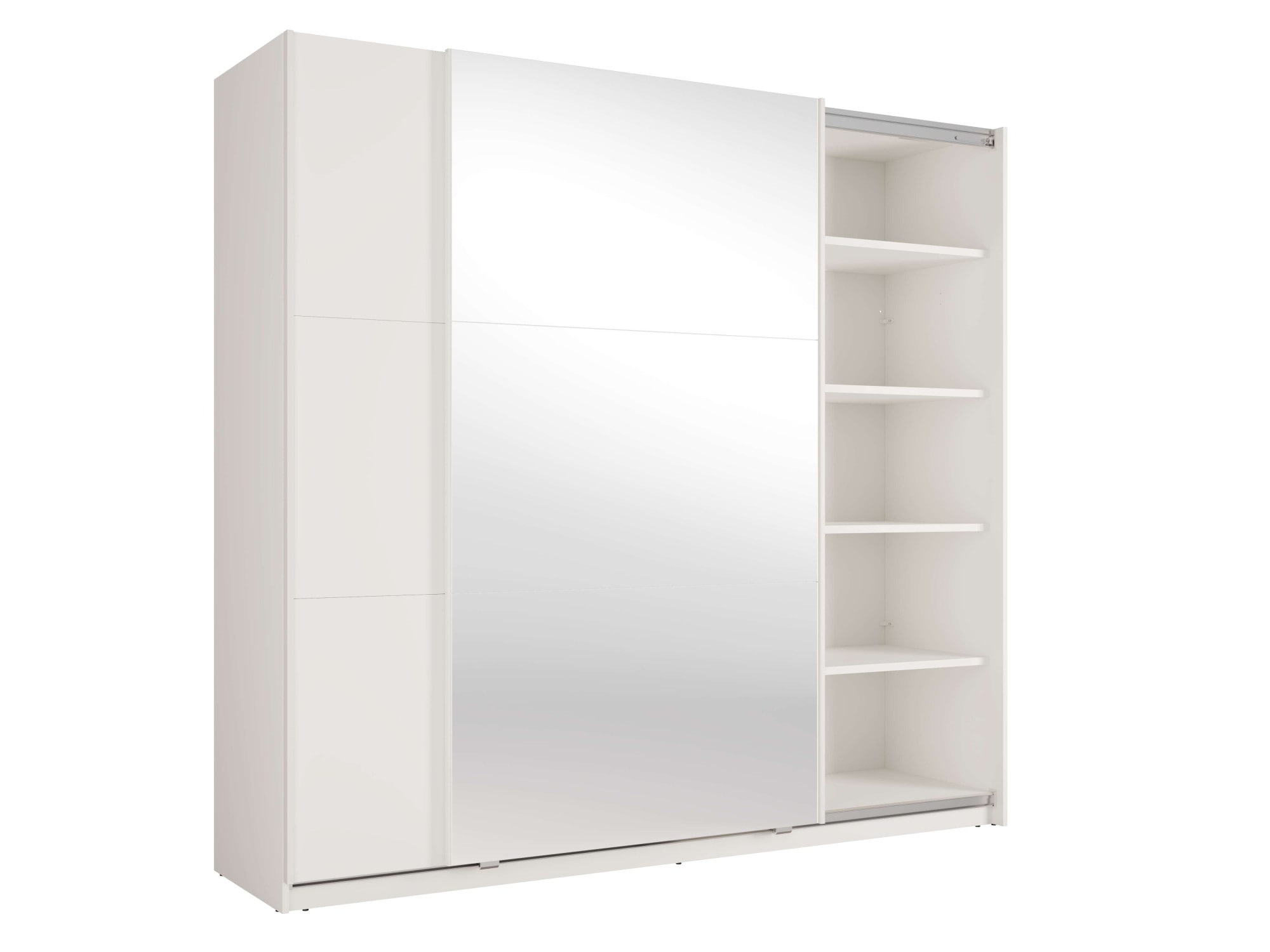 Home affaire Kleiderschrank »LISELOTTE mit Spiegel, wahlweise mit Beleuchtung, Breite 221 cm« Garderobe mit 2 Schwebetüren, weiß oder cashmere, B/H/T: 221×207×60 cm