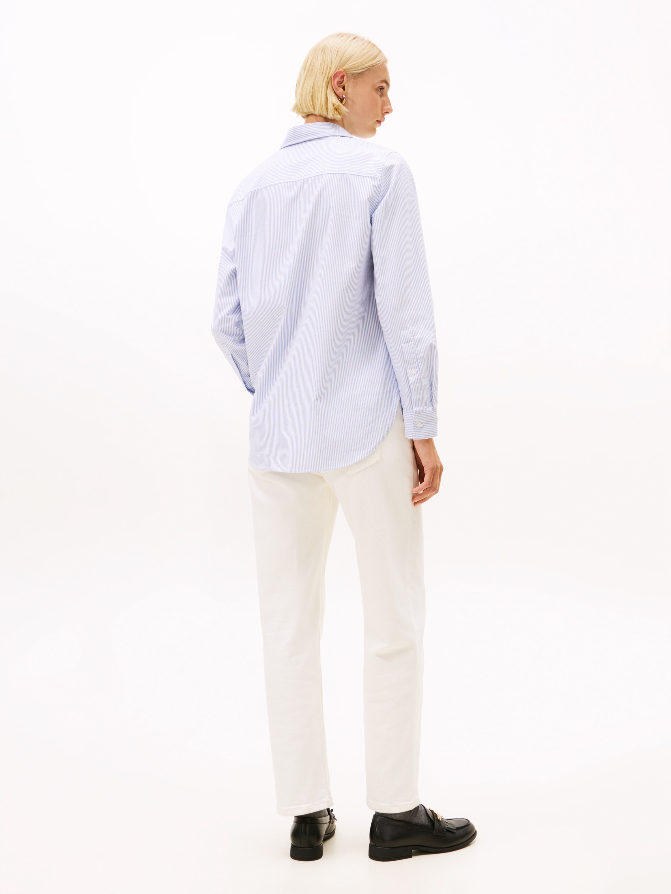Tommy Hilfiger Hemdbluse »OXFORD RELAXED FIT SHIRT mit Hemdblusenkragen und Stickerei« Baumwolle, relaxed fit
