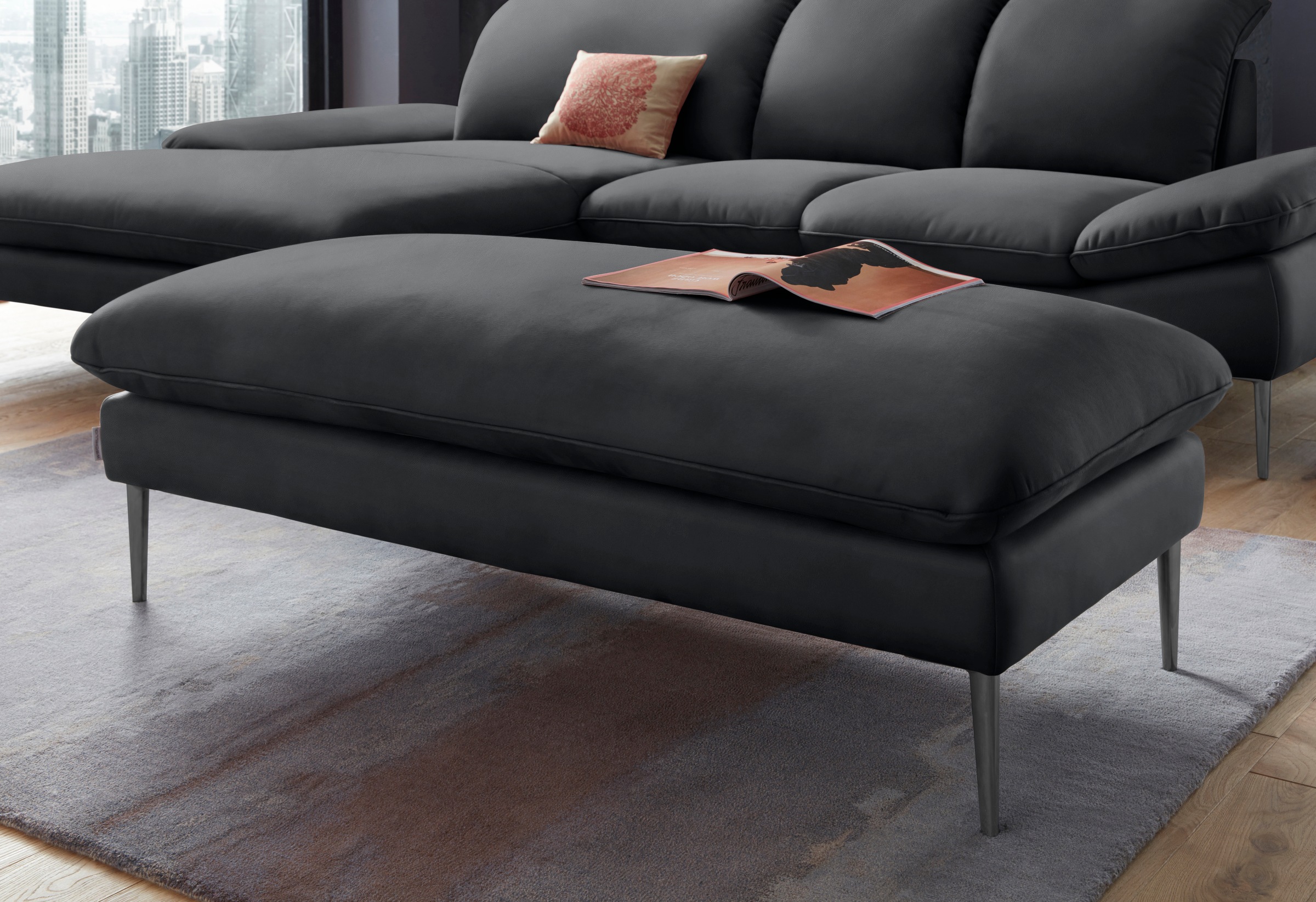 W.SCHILLIG Hocker »enjoy&MORE«, Füße schwarz pulverbeschichtet, Breite 151 cm