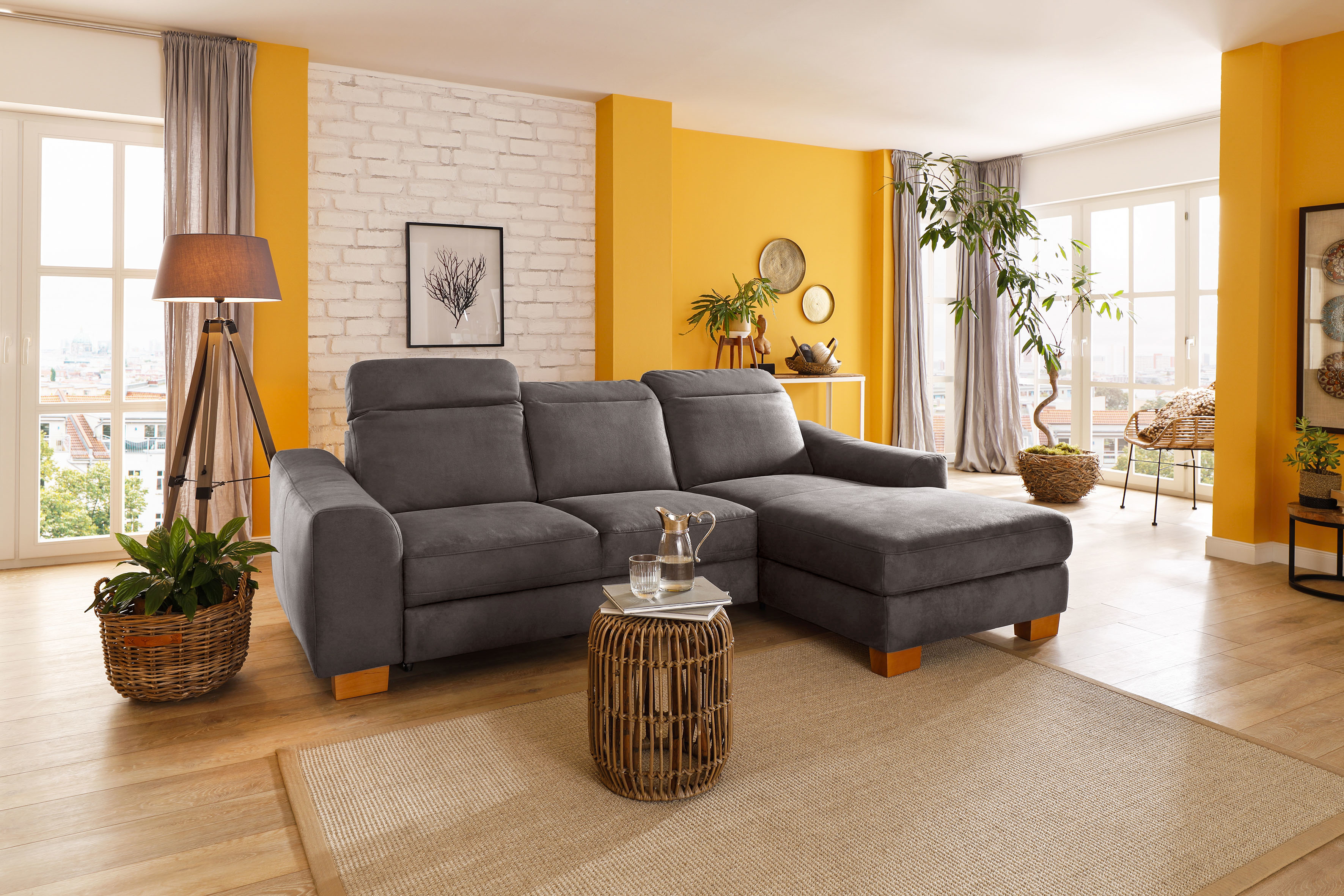 Home affaire Ecksofa "Dundee L-Form" wahlweise mit Kopfteilverstellung und zusätzlich mit Schlaffunktion