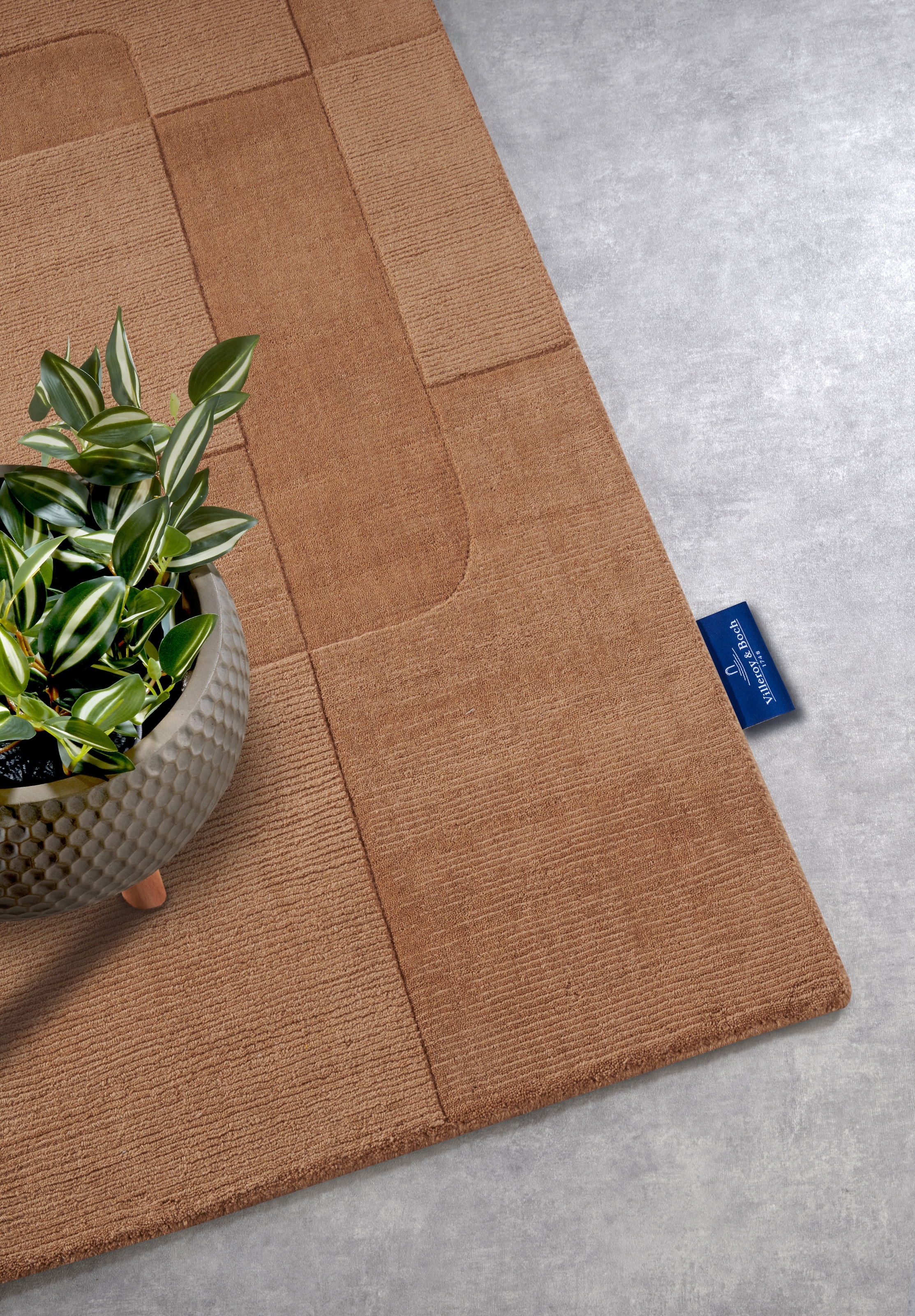 Villeroy & Boch Wollteppich »Charlotte«, rechteckig, 10 mm Höhe, Läufer, Handgewebt, Wolle, Natur, Läufer, Wohnzimmer, Geometrie
