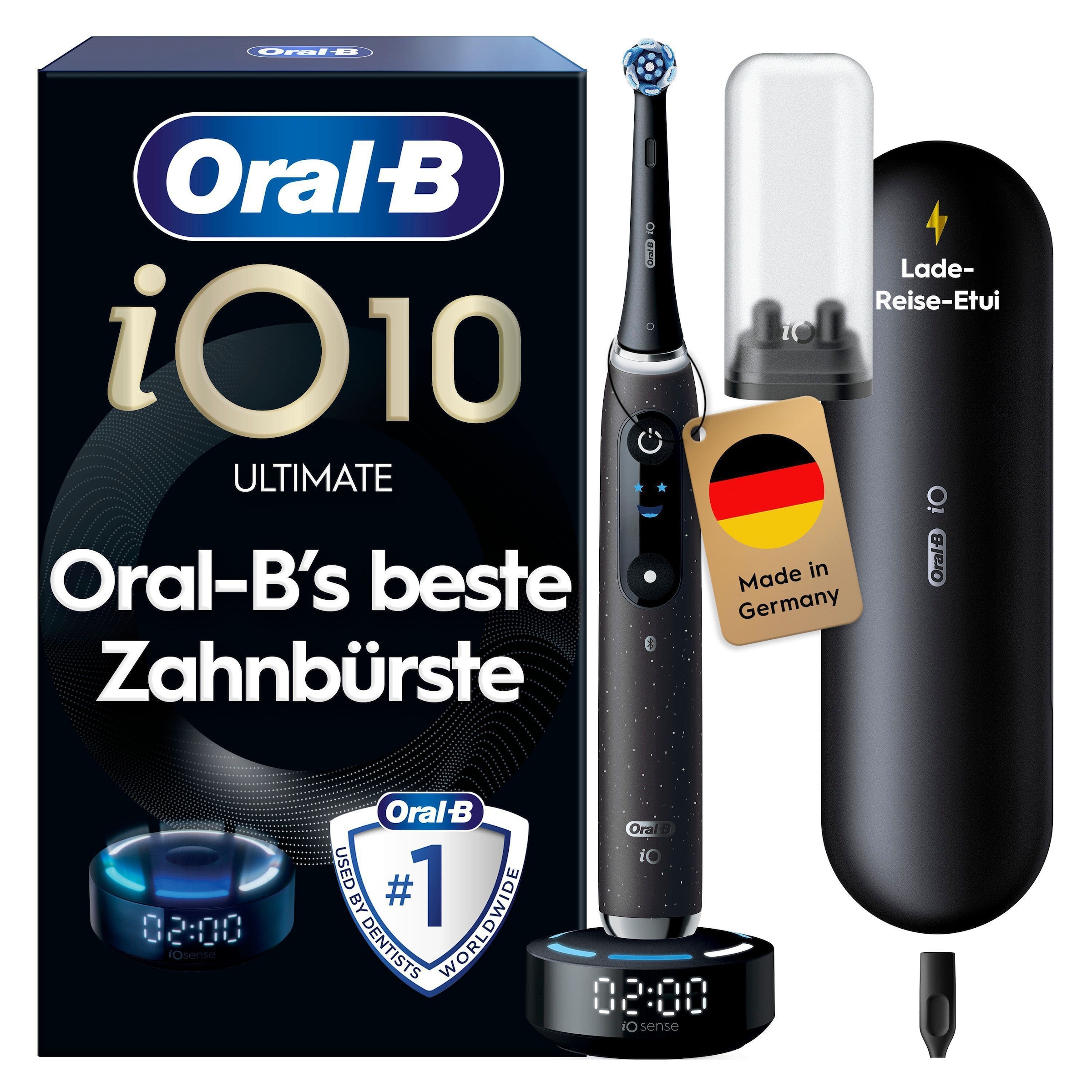 Oral-B Elektrische Zahnbürste »Oral-B iO Series 10« 1 Stk. Aufsteckbürsten iO Sense Zahnputz-Coach | Schnellladestation | Langanhaltender Akku