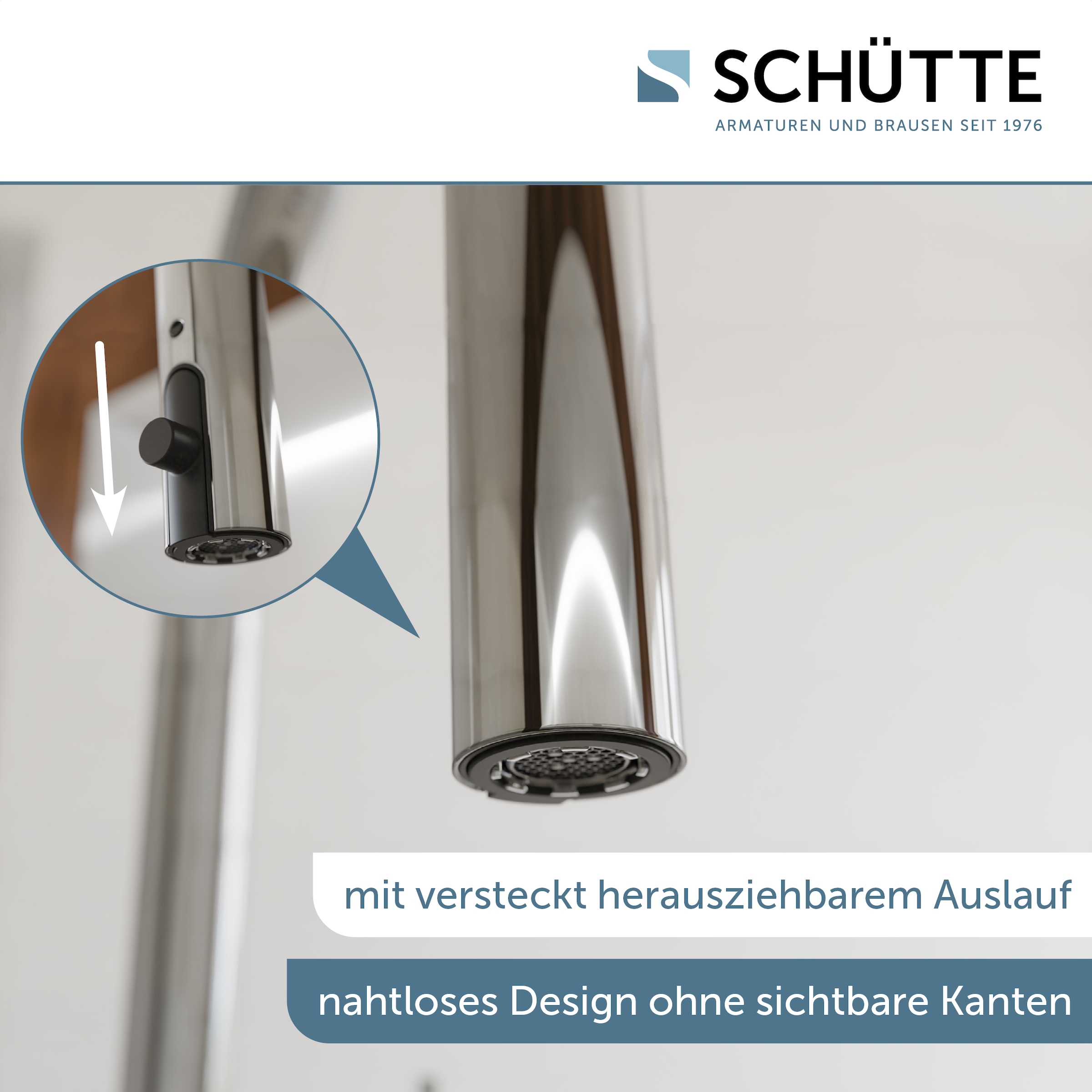 Schütte Spültischarmatur »BLACKPOOL« energiesp. Cold-Start-Funkt., 360° schwenkbar, ausziehbarer Schlauch