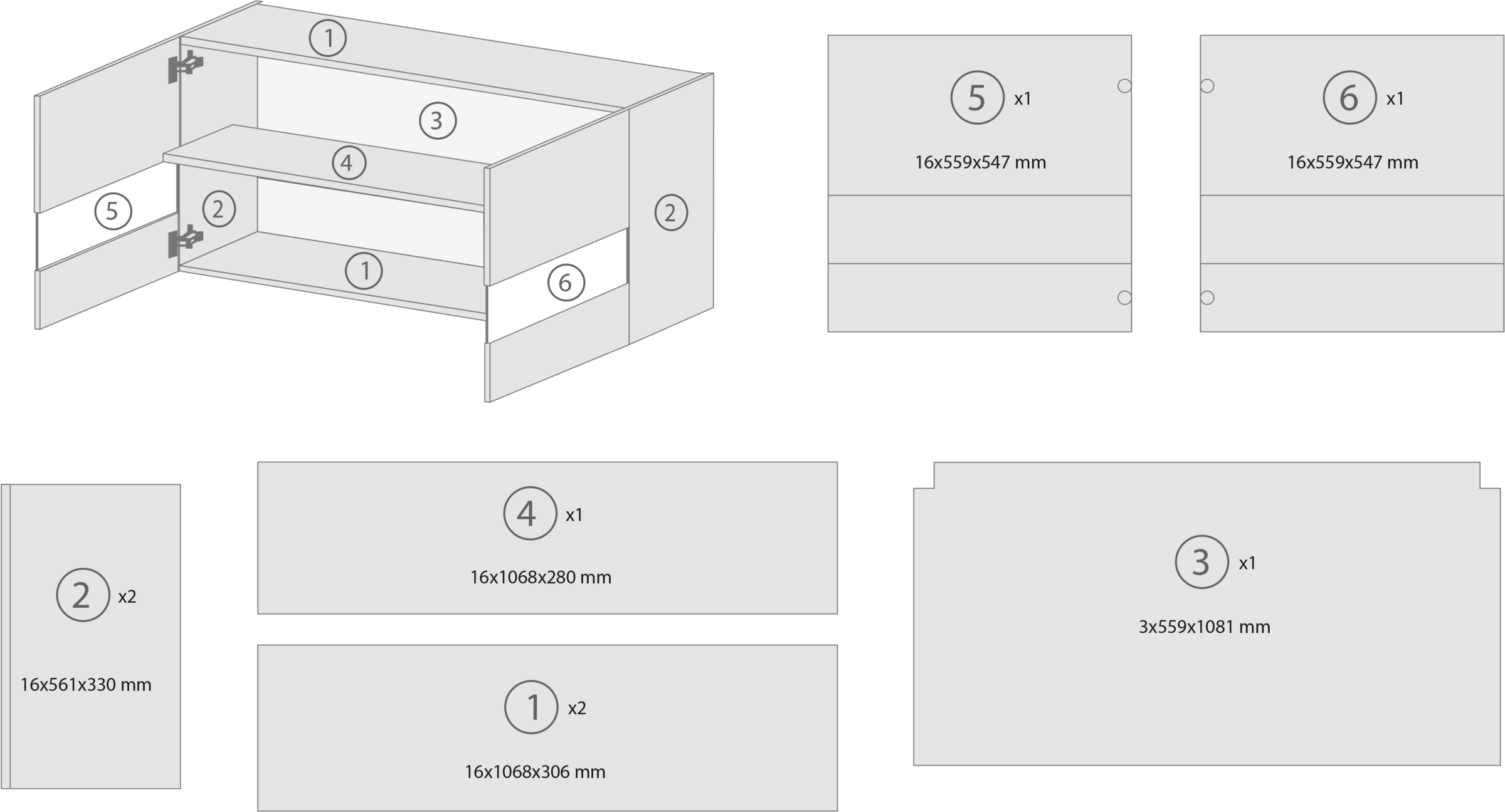 RESPEKTA Hängeschrank »Merle« Breite 110 cm, mit Soft-Close Funktion, Stangengriffe aus Metall