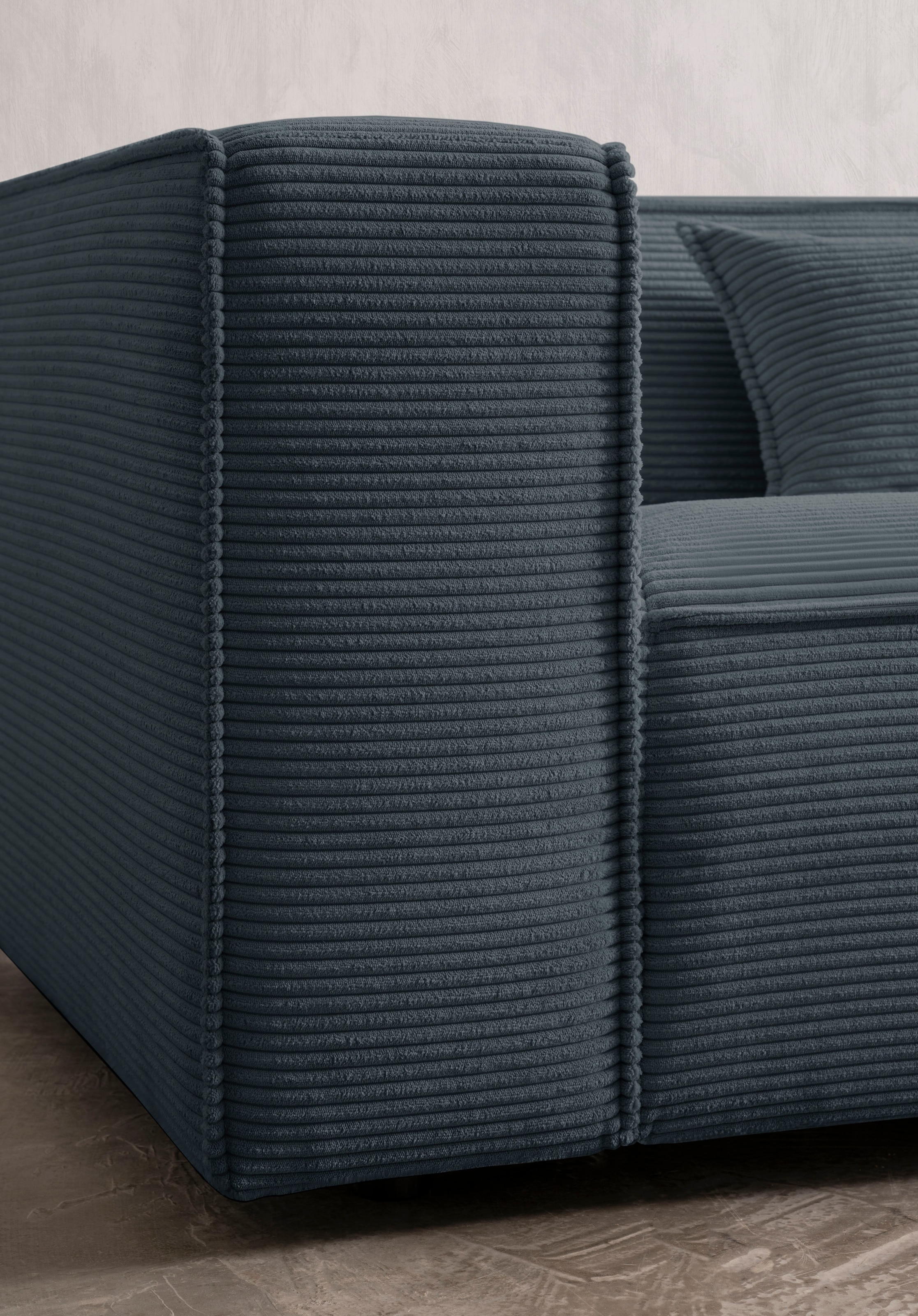 LeGer Home by Lena Gercke 3-Sitzer »PIARA, Couch mit Kedernaht, Sofa in Cord, Leinenoptik o. Strukturstoff«, schwarze Füße, bequemer Sitzkomfort