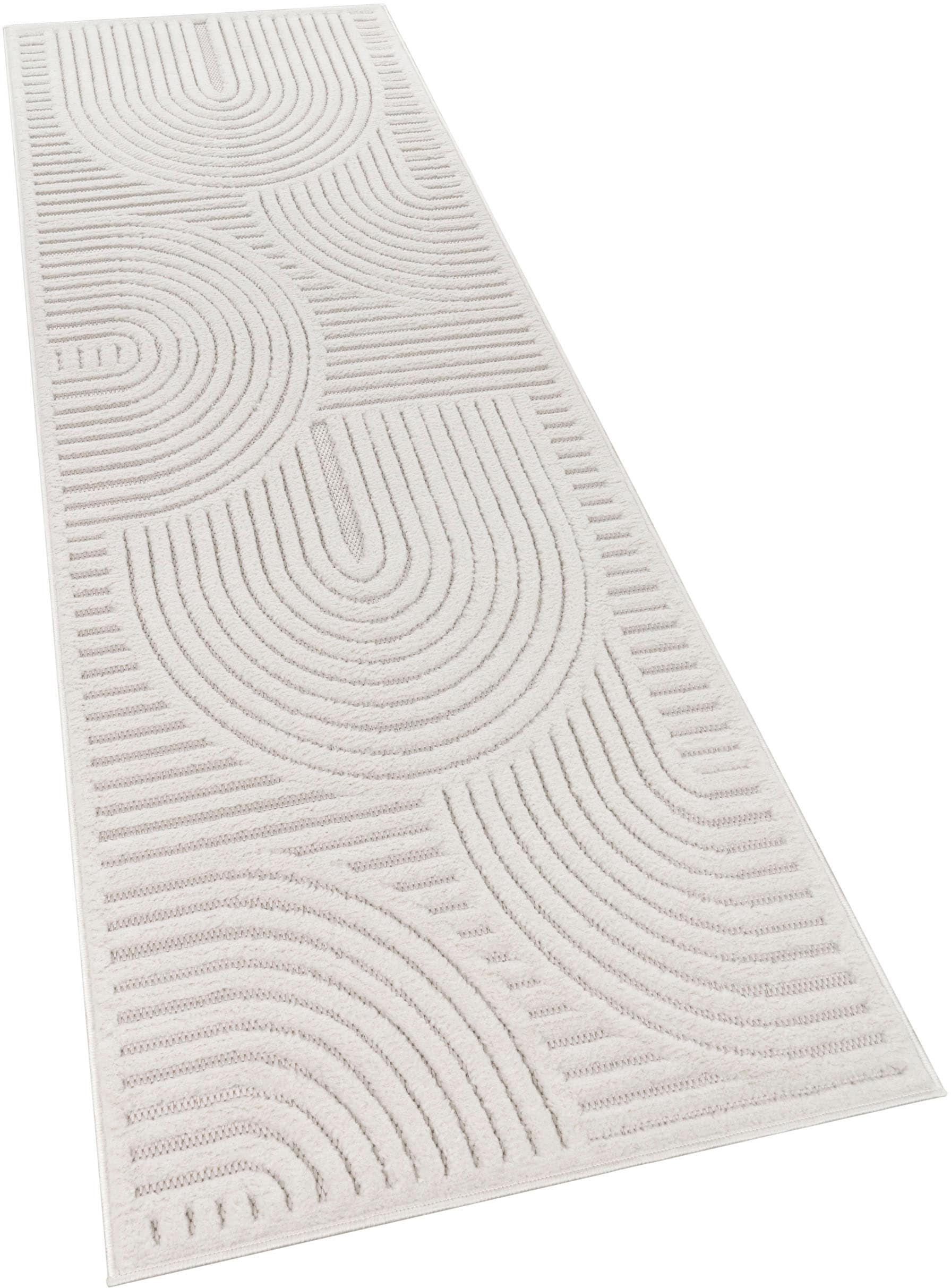 Paco Home Teppich »Livorno 674«, rechteckig, 14 mm Höhe, Uni Farben, moderner Hoch-Tief-Effekt, Scandi-Look, Outdoor geeignet