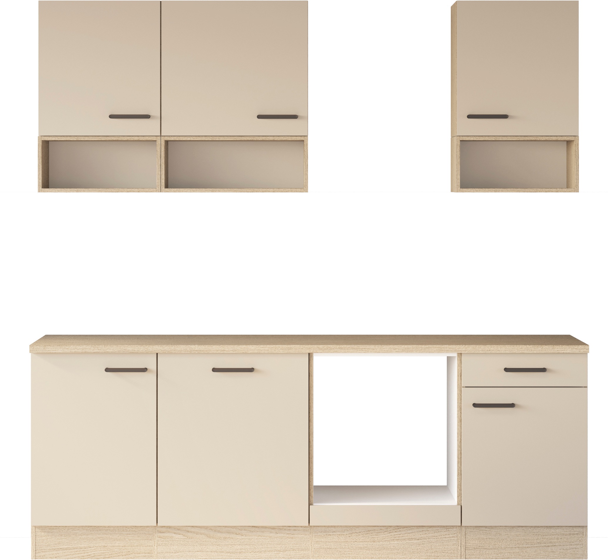 Flex-Well Küche »Creso, Breite 220 cm« wahlweise mit E-Geräte und Spüle in Edelstahl und schwarz