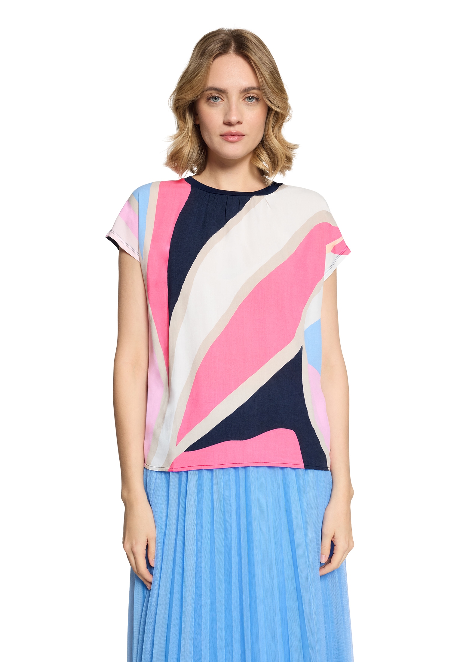 Betty&Co Print-Shirt »Patchwork-Shirt mit Raffung«