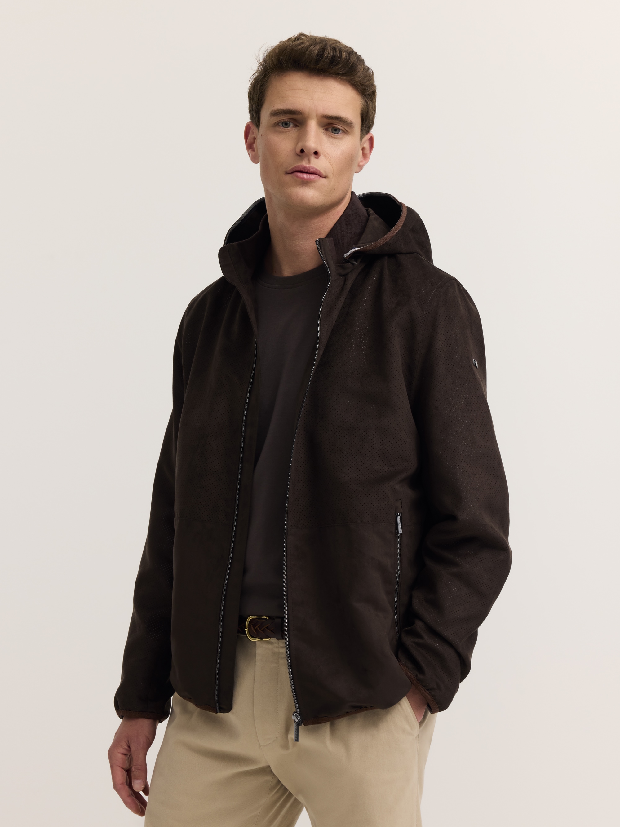 bugatti Kurzjacke »Premium Suede« Regular Fit wasserabweisend mit Kapuze