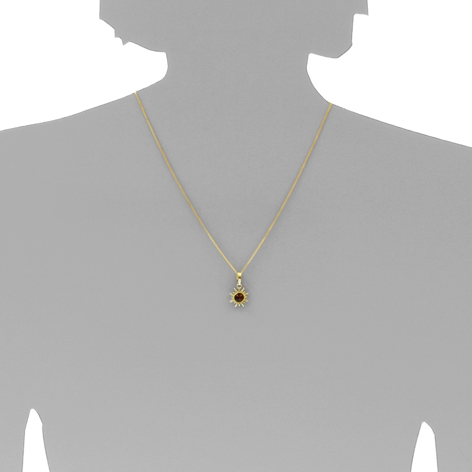 OSTSEE-SCHMUCK Kette mit Anhänger »- Sonne 14 mm - Silber 925/000, vergoldet - Bernstein«