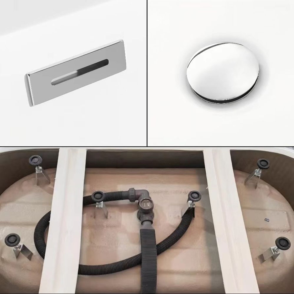welltime Badewanne »Setubal« Höhe 62 cm mit Ablaufstöpsel | verstellbare Füße | Überlauf wandanliegend, aus hochwertigem Sanitäracryl, mit Pop Up Ventil