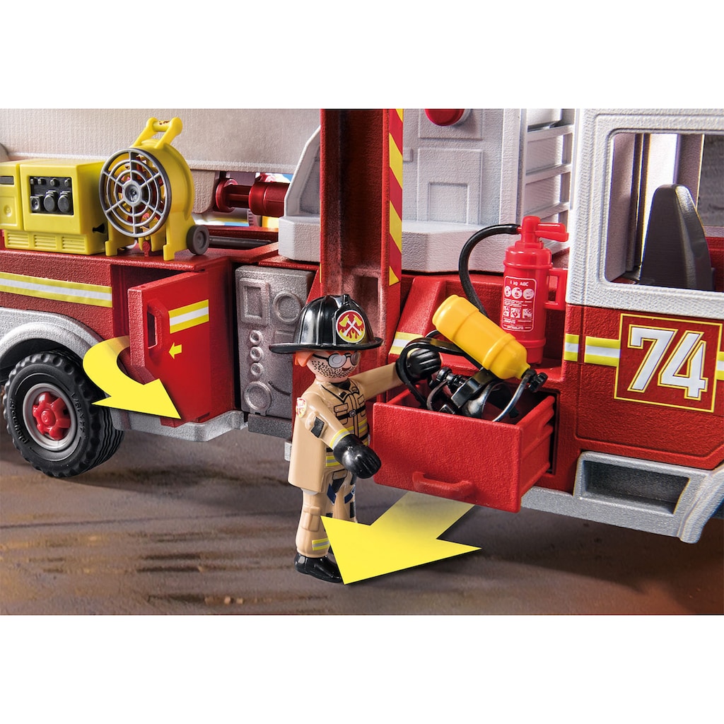 Playmobil® Konstruktions-Spielset »Feuerwehr-Fahrzeug: US Tower Ladder (70935), City Action«, (113 St.)
