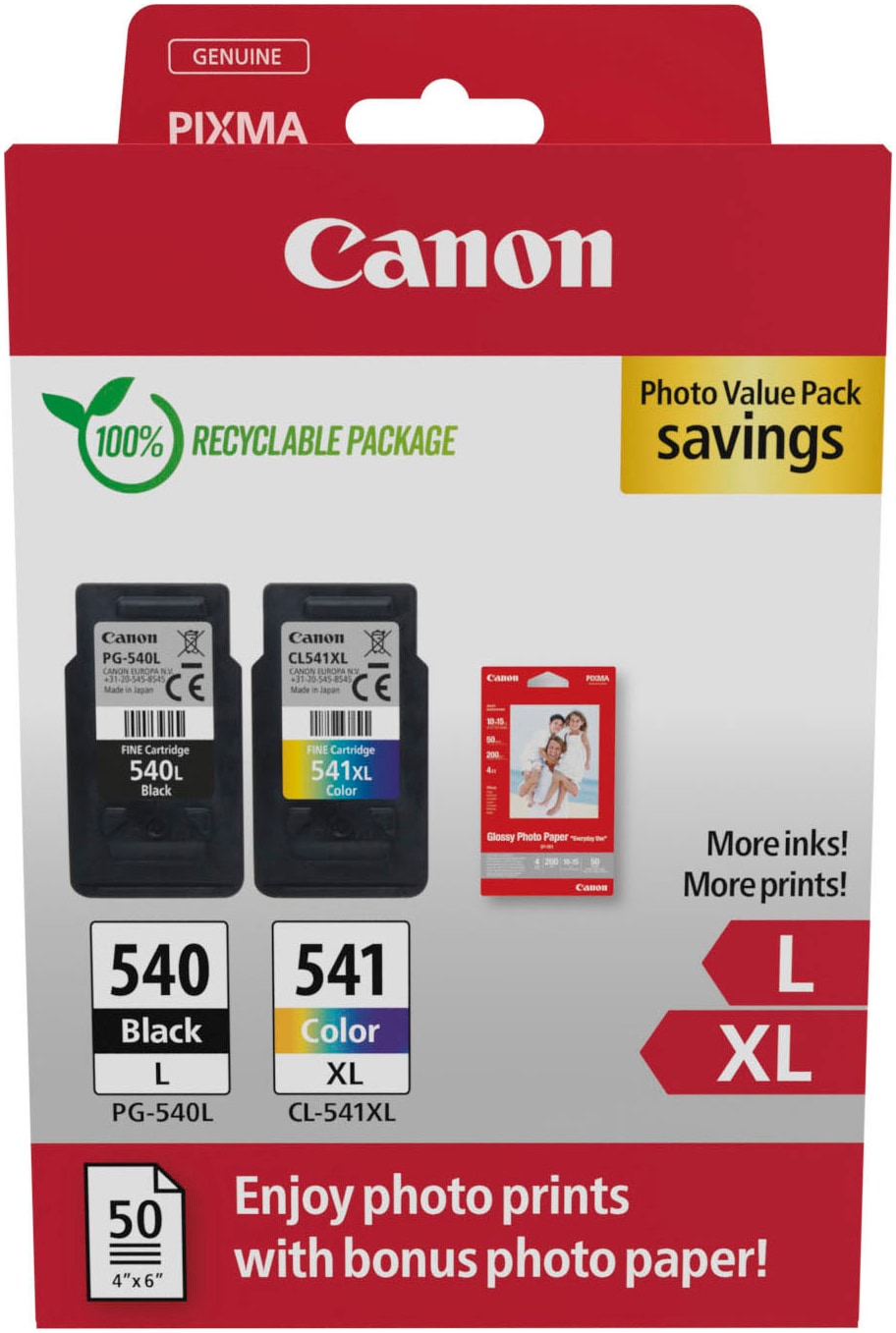 Canon Tintenpatrone »PG-540L+CL-541XL Photo Value Pack«, (Packung)