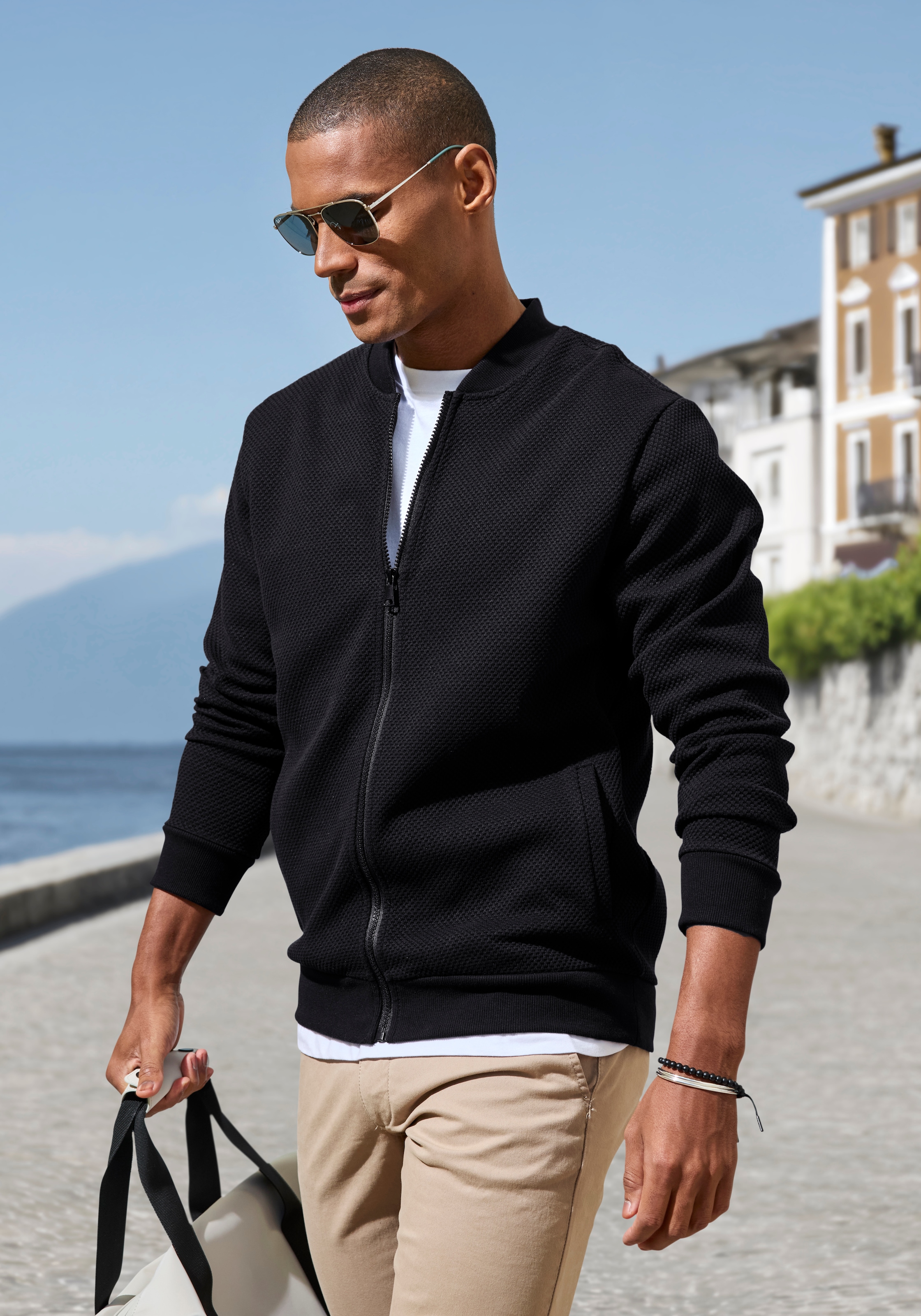 John Devin Sweatjacke »aus Struktur-Qualität« aus Struktur-Qualität