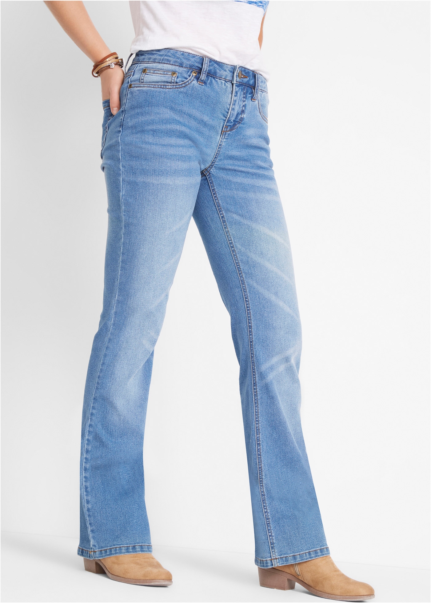 bonprix Bootcut-Jeans Regular Fit, Five-Pocket-Style, leichte Used-Optik
