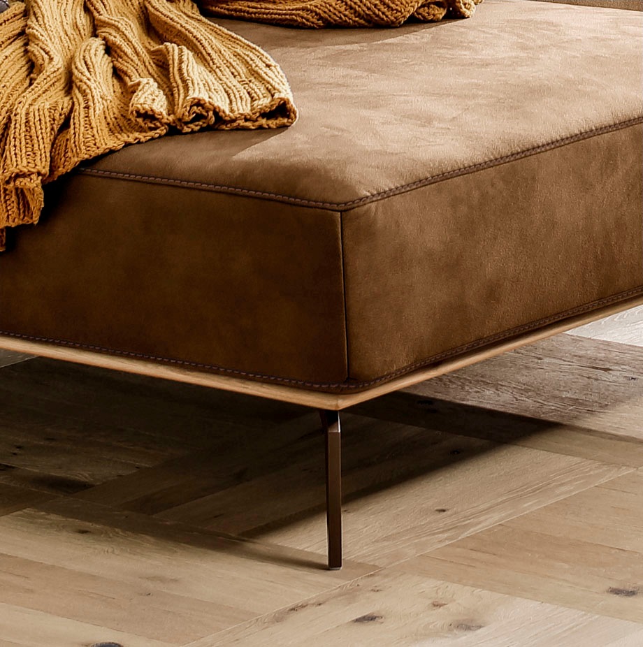 W.SCHILLIG Ecksofa »run, Designsofa mit tollem Sitzkomfort, L-Form«, mit Holzsockel, Füße in Bronze pulverbeschichtet, Breite 299 cm