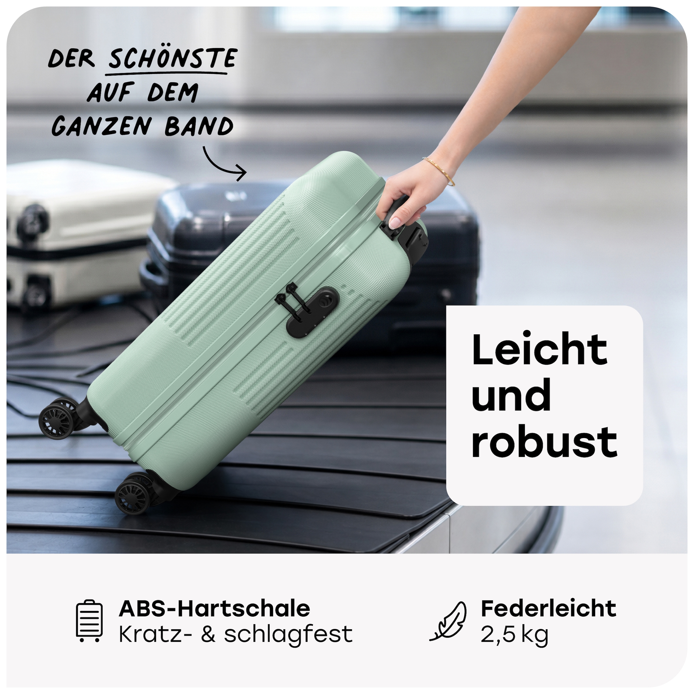 travelite Hartschalen-Trolley »BALI Reisekoffer Hartschale« 34 l 4 Rollen TSA-Schloss – robustes Reisegepäck