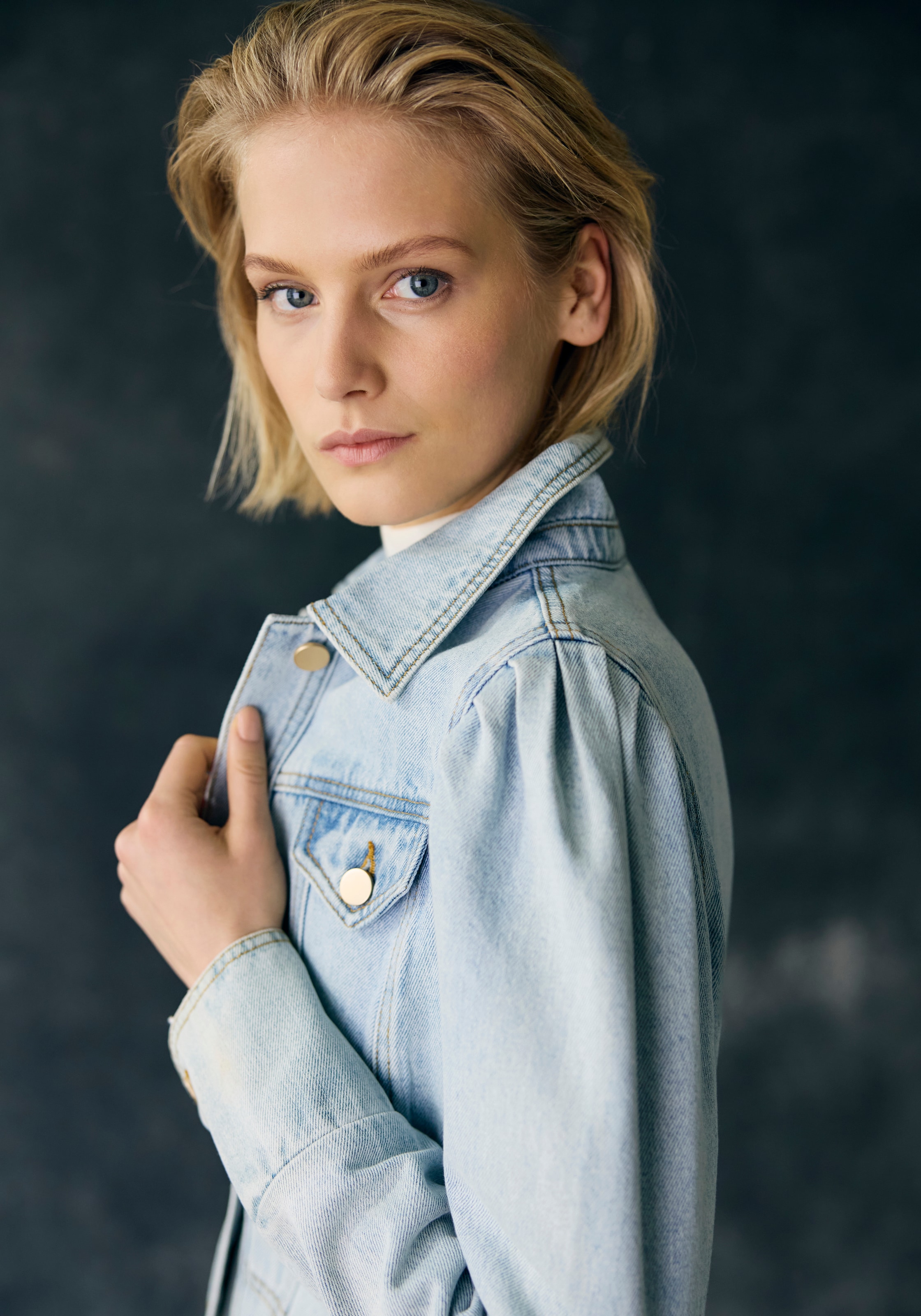 Vivance Jeansjacke, mit Puffärmeln und Knöpfen, Ziertaschen, Denim