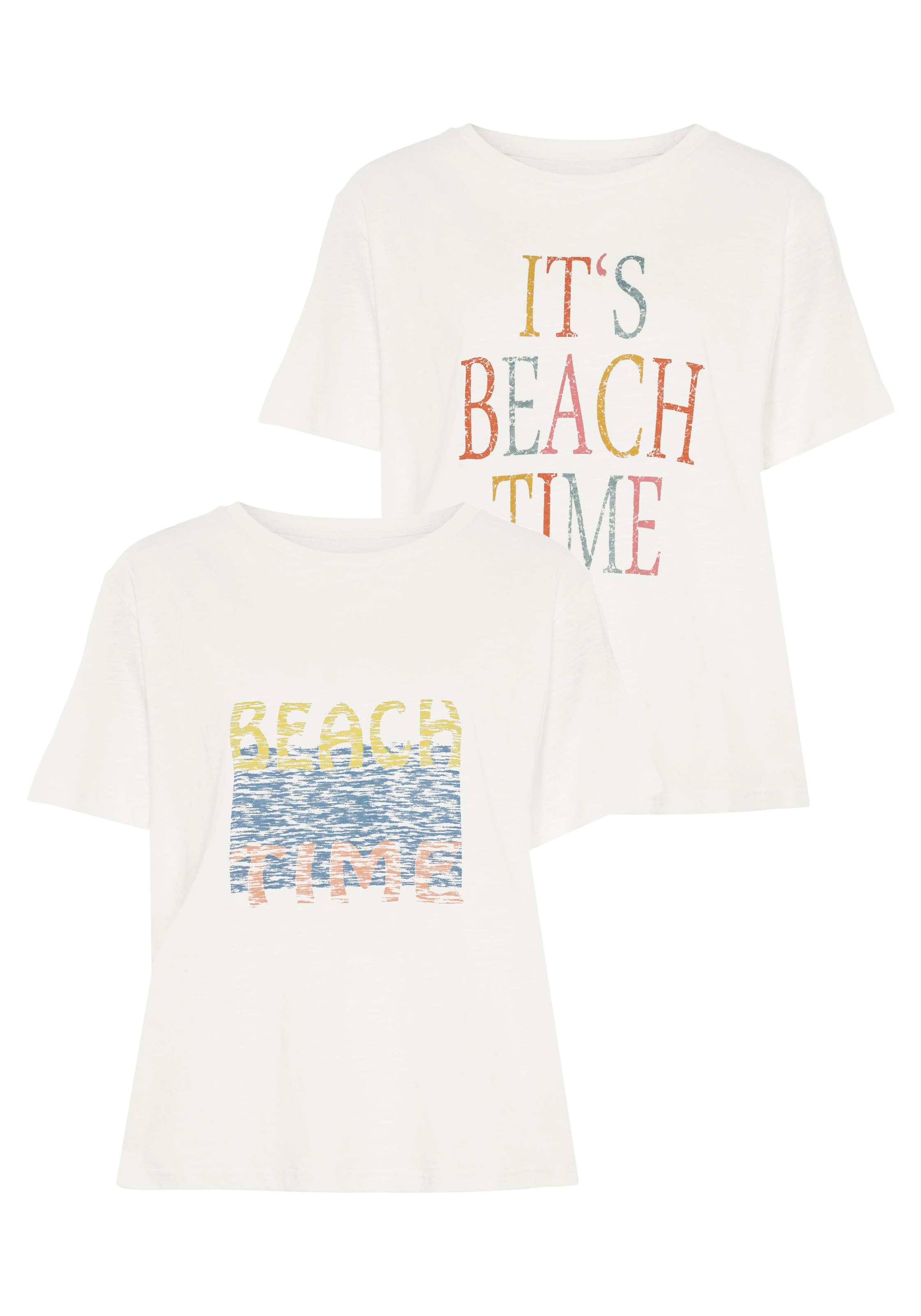 Beachtime T-Shirt, (2 tlg.), mit zwei verschiedenen Drucken bestellen  online bei OTTO