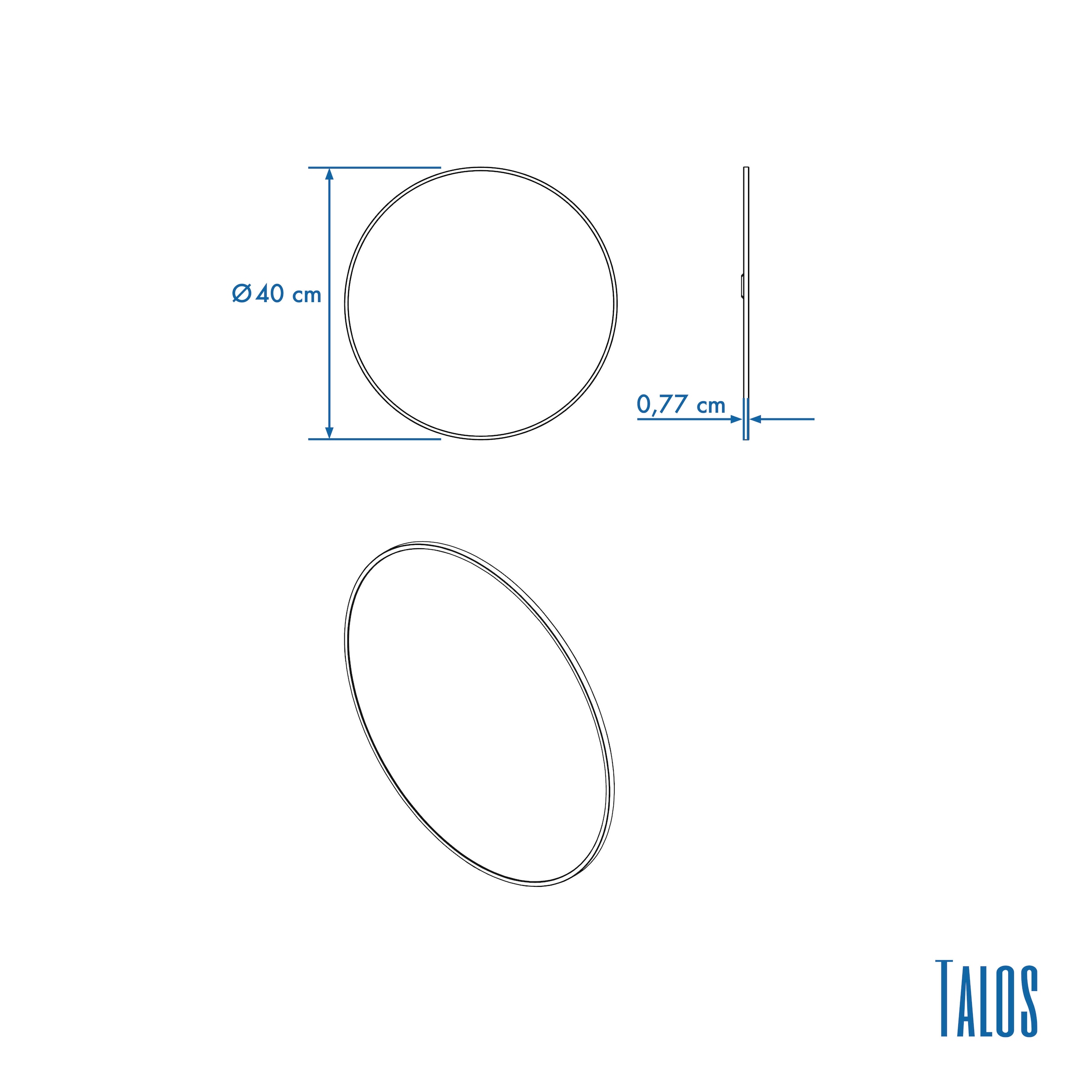 Talos Badspiegel »Picasso schwarz Ø 40 cm«, hochwertiger Aluminiumrahmen