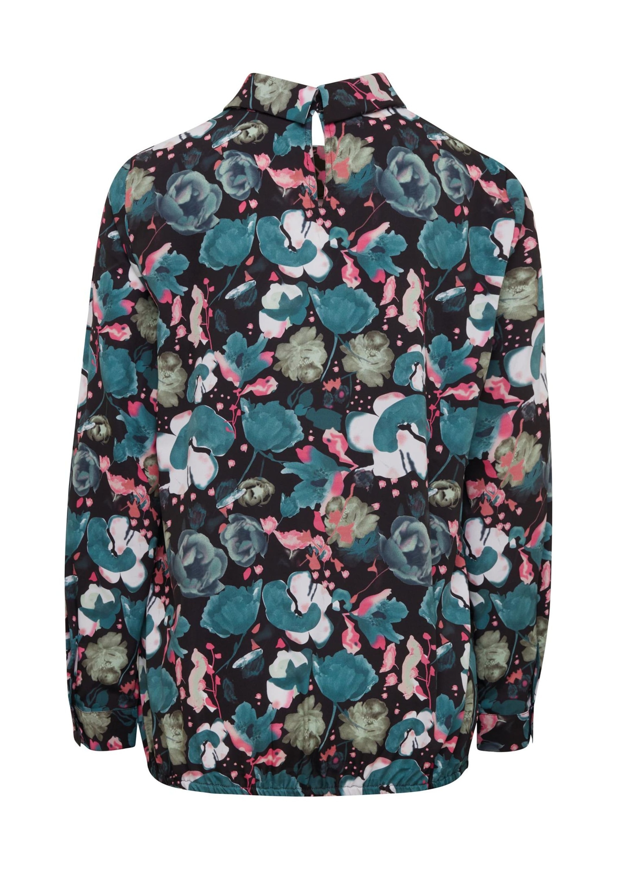 GOLDNER Klassische Bluse »Kurzgröße Abstrakte Druckbluse mit leichtem Glanz«