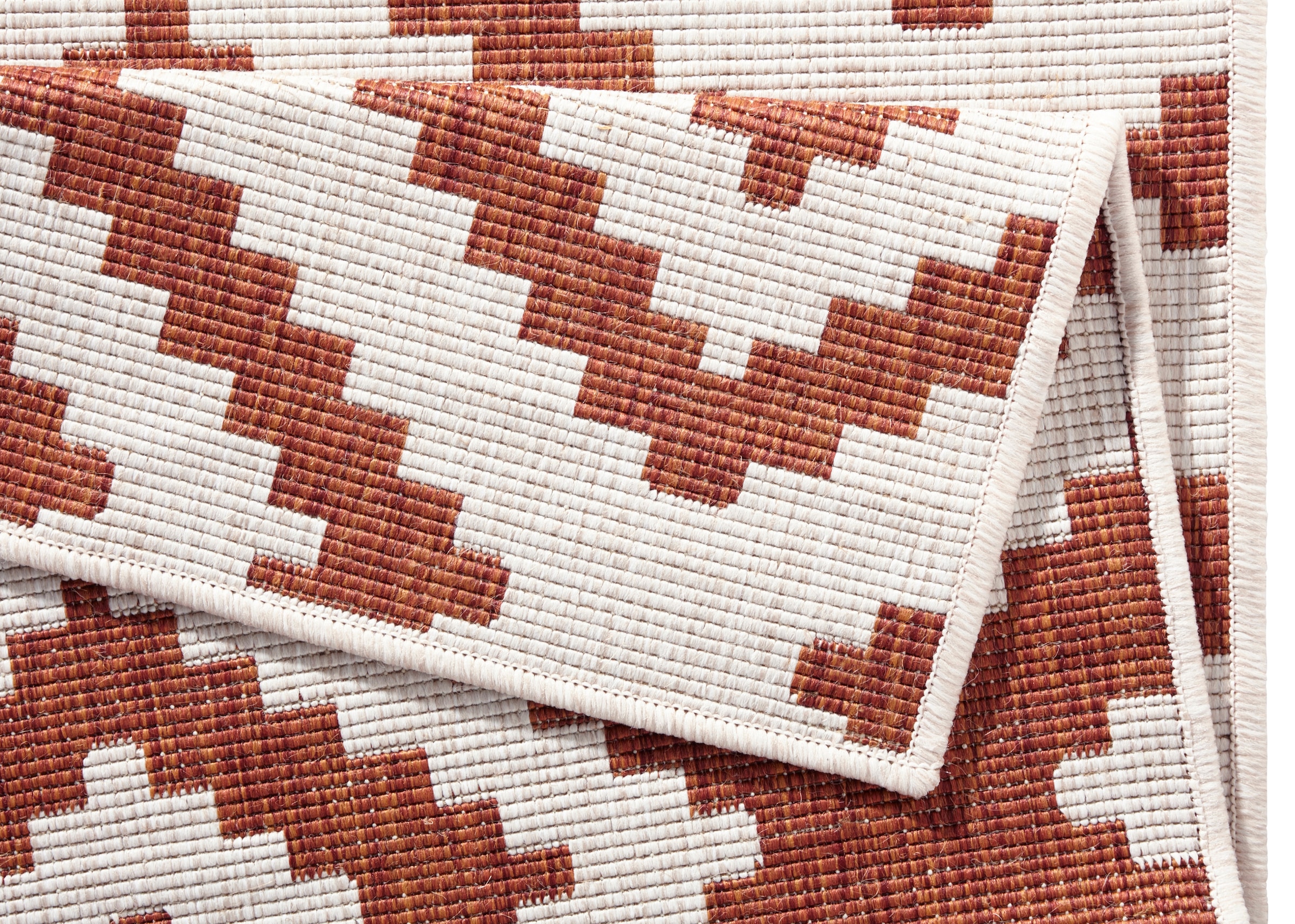 NORTHRUGS Teppich »Malta Wendeteppich«, rechteckig, 5 mm Höhe, In-& Outdoor, Wetterfest, Balkon, Terrasse, Raute, Läufer, Wohnzimmer