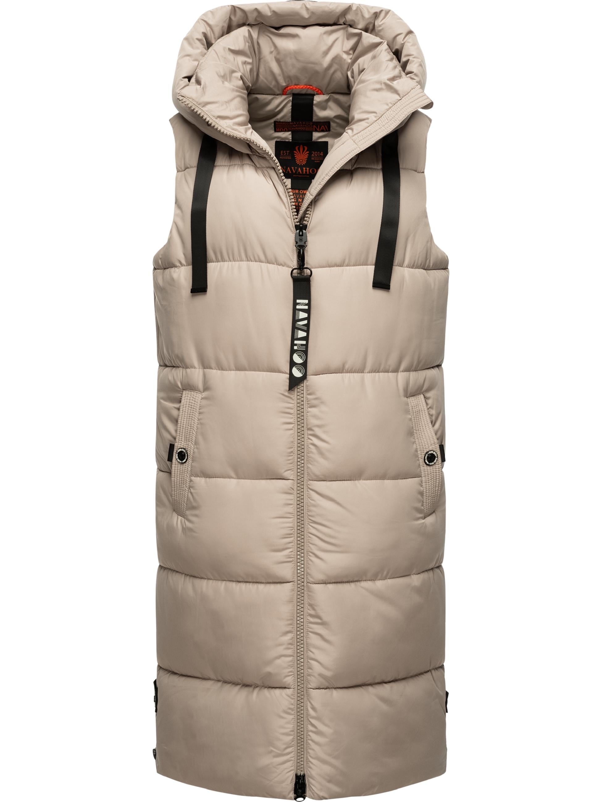 Navahoo Steppweste »Steppweste Schnuffelchen«, (1 tlg.), warme Damen Outdoor-Weste lang mit Kapuze
