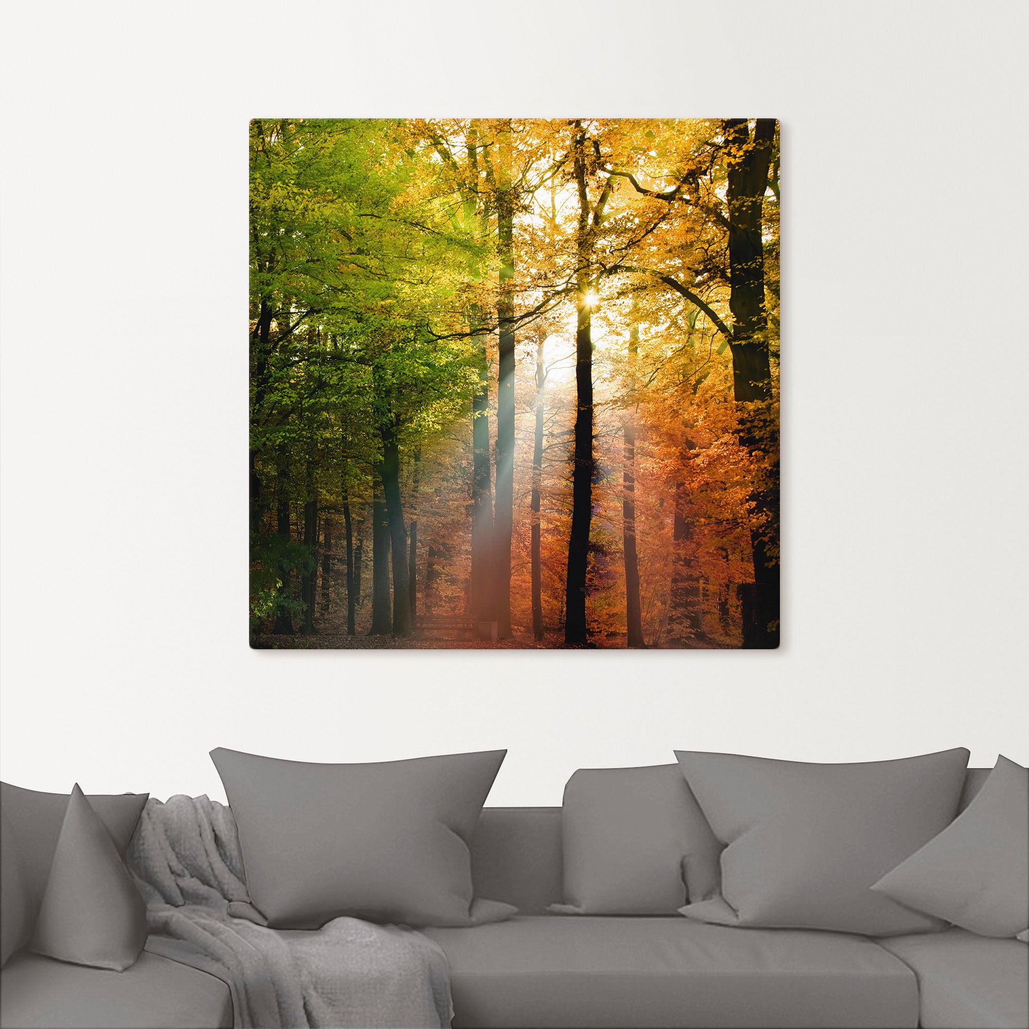 Artland Wandbild »Schöner Herbsttag 2« Wald 1 Stk. tlg. als Alubild, Outdoorbild, Leinwandbild, Poster in verschied. Größen
