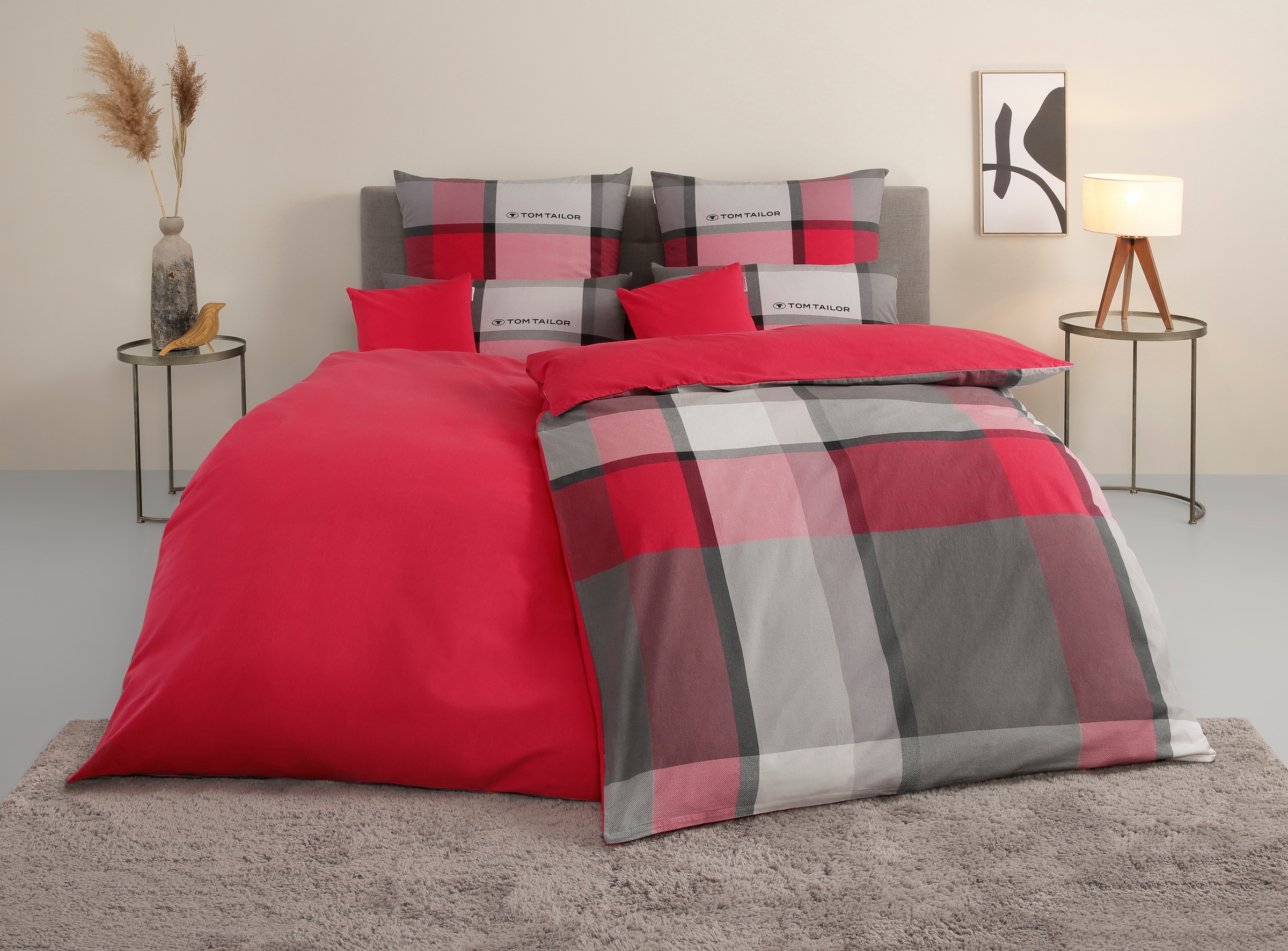 TOM TAILOR HOME Bettwäsche »Lenny in Gr. 135x200 oder 155x220 cm« 3 mit GRATIS-Zugabe: Kissenhülle 1tlg., in Biber und Renforcé erhältlich