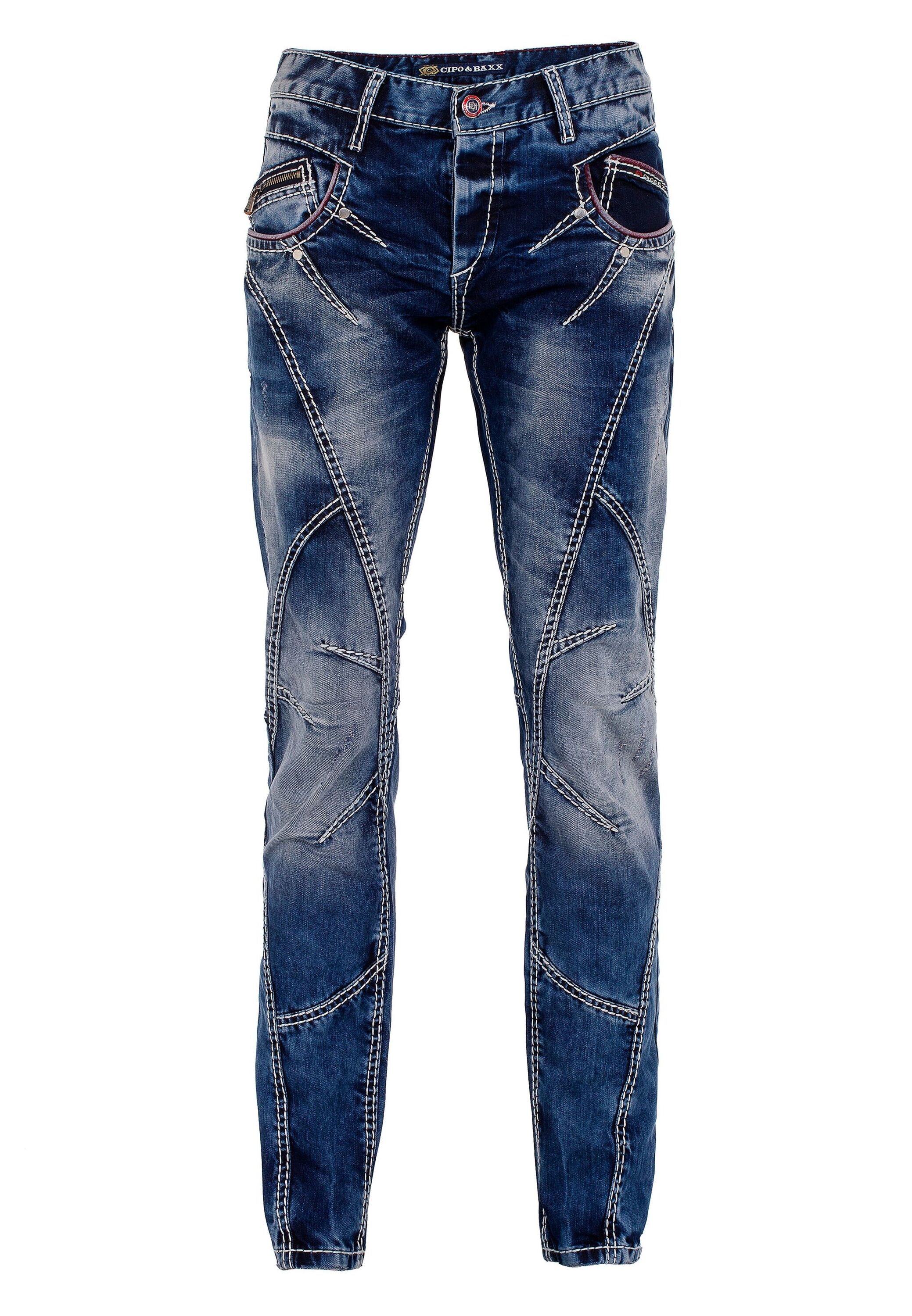 Cipo & Baxx Straight-Jeans »Cipo & Baxx Jeans« mit trendigen Ziernähten, CD563