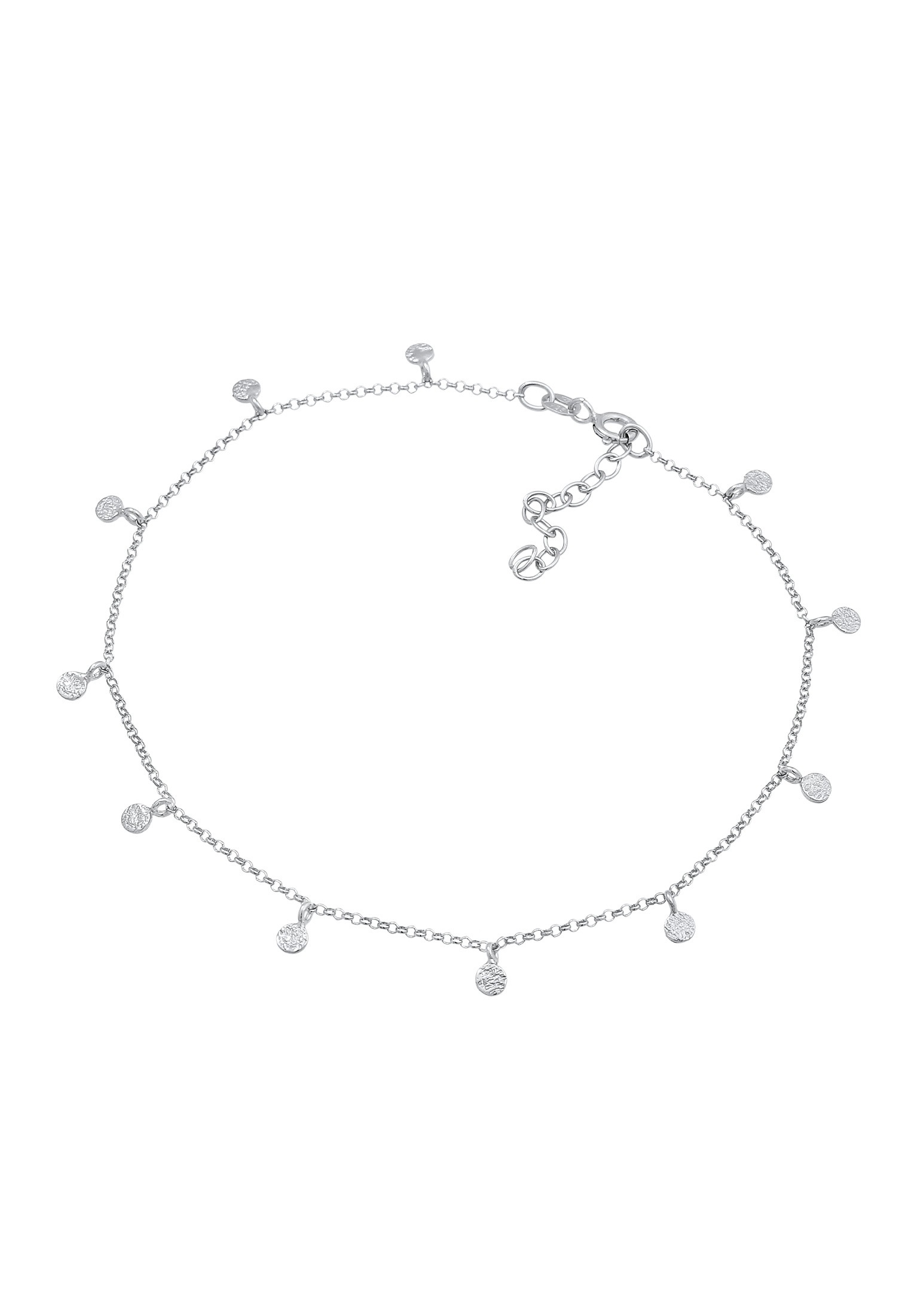 Elli Fußkette »Fußschmuck Plättchen Organic Look 925 Silber«