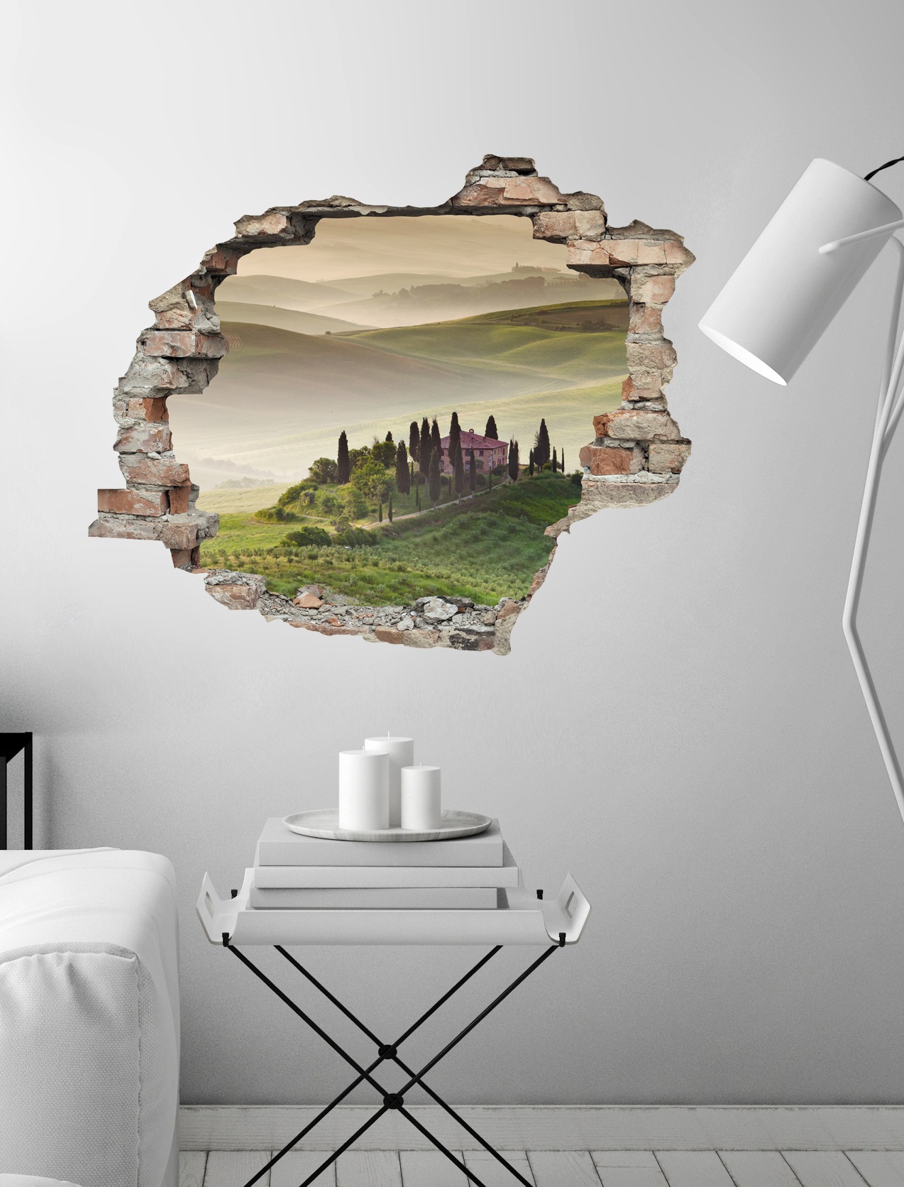 queence Wandtattoo »Hügellandschaft« Wandsticker, Wandbild, selbstklebend, 3D, Wanddurchbruch
