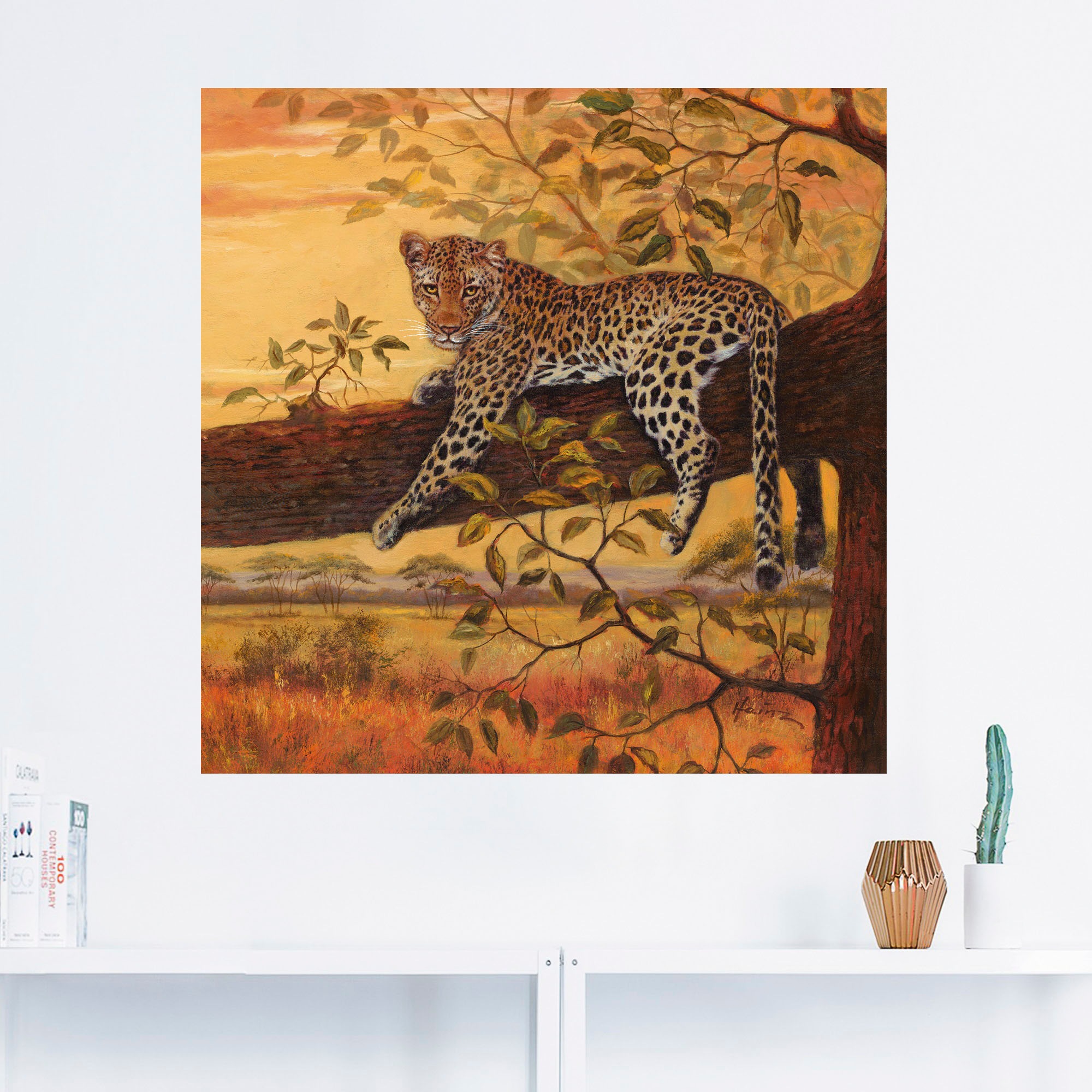 Artland Wandbild »Ruhender Leopard«, Wildtiere, (1 St.), als Leinwandbild, Wandaufkleber in verschied. Größen