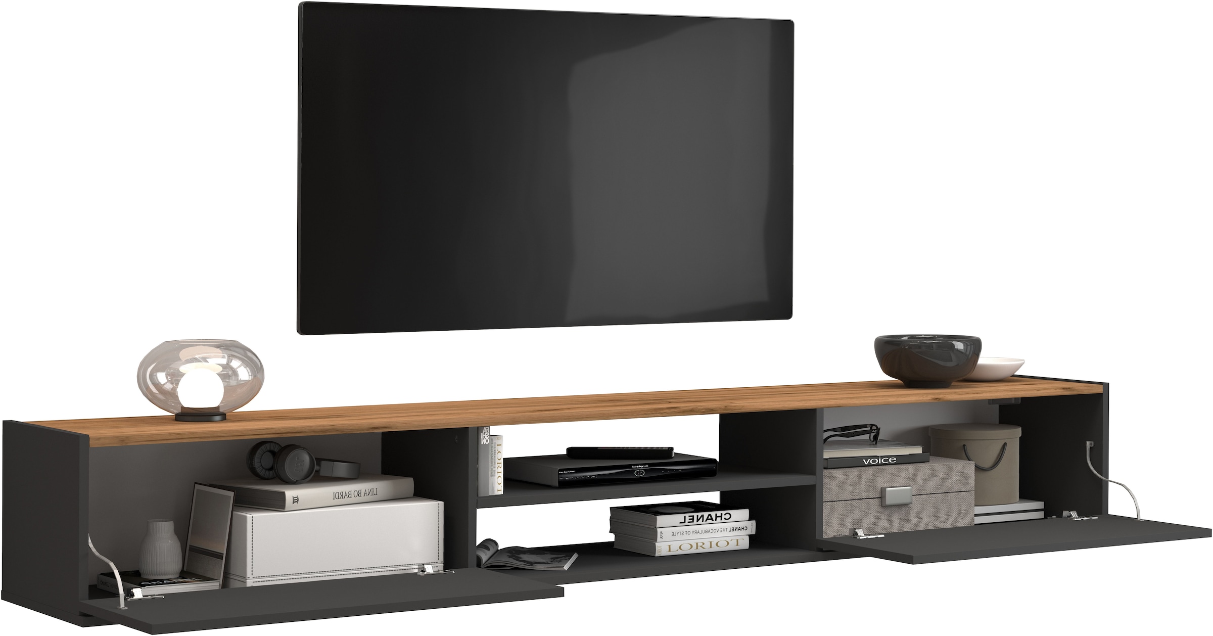 INOSIGN Lowboard »Garda,Lowboard,TV-Kommode,TV-Möbel,TV-Bank«, stehend und hängend mit 2 Klappen, 1 Einlegeboden, Breite 210 cm
