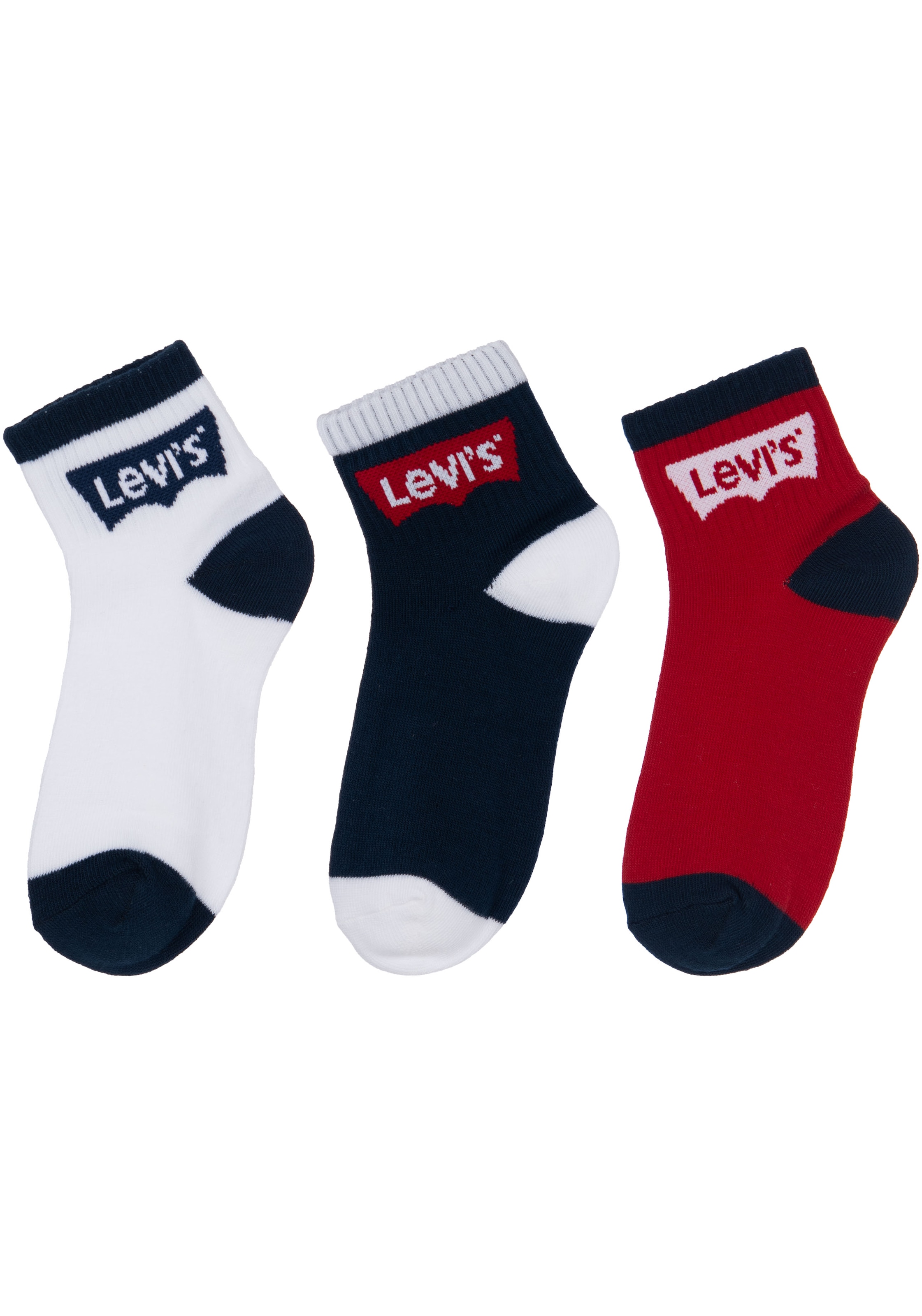 Levi's® Kids Socken »BATWING MID CUT3PK« Packung, 3 Stk. tlg. im 3er-Pack