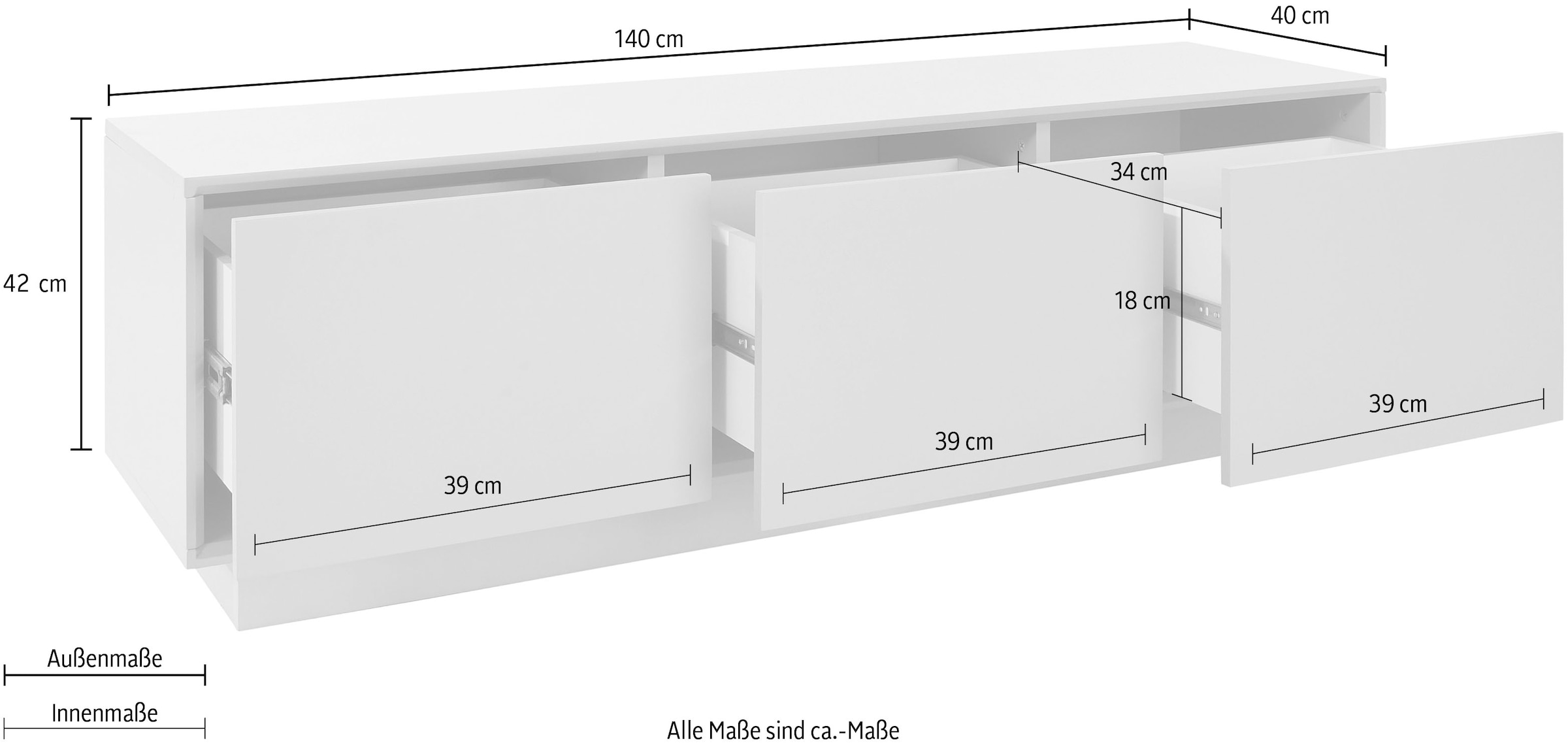 homsy by Ana Johnson TV-Schrank »Storvia« seidenmatte Lackierung, geräuschlose Soft-Close-Schubladen, B 140 cm