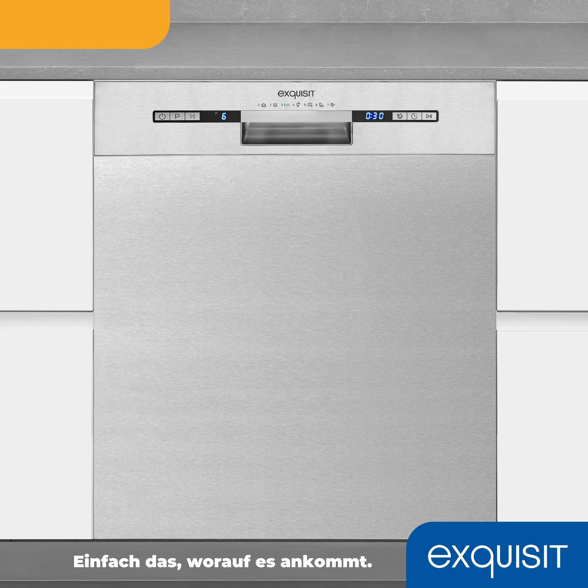 exquisit Unterbaugeschirrspüler »EGSP9313-EF-030E inox«, 13 Maßgedecke