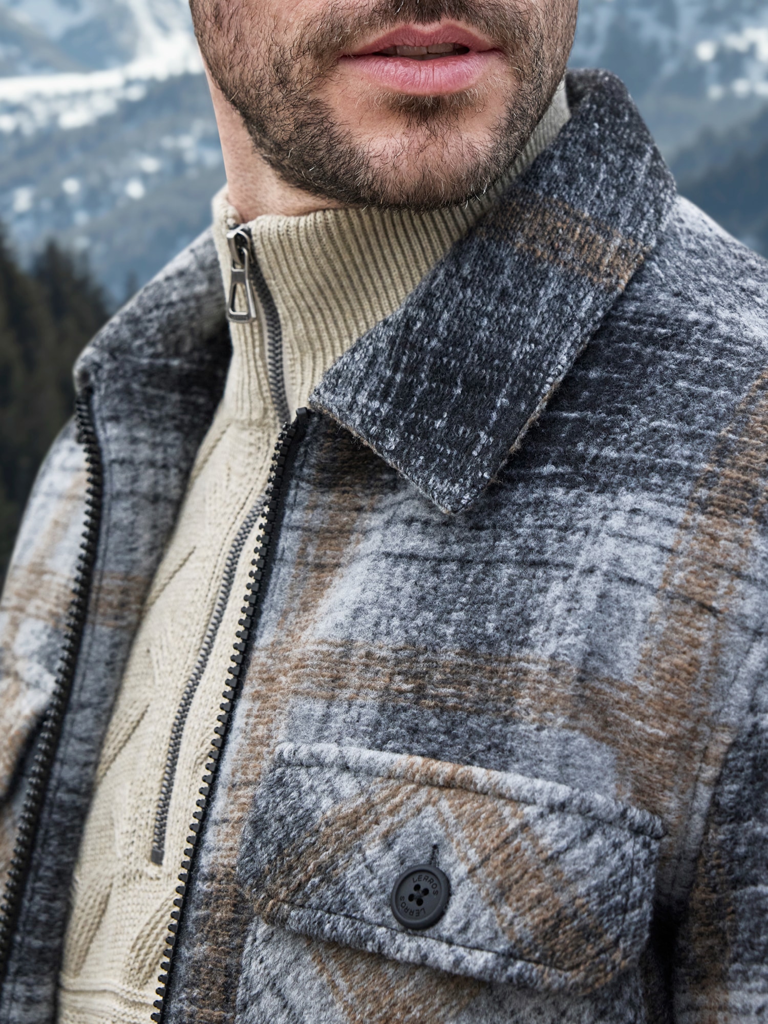 LERROS Outdoorjacke »Karierte Outdoor-Hemdjacke in Woll-Optik« ohne Kapuze