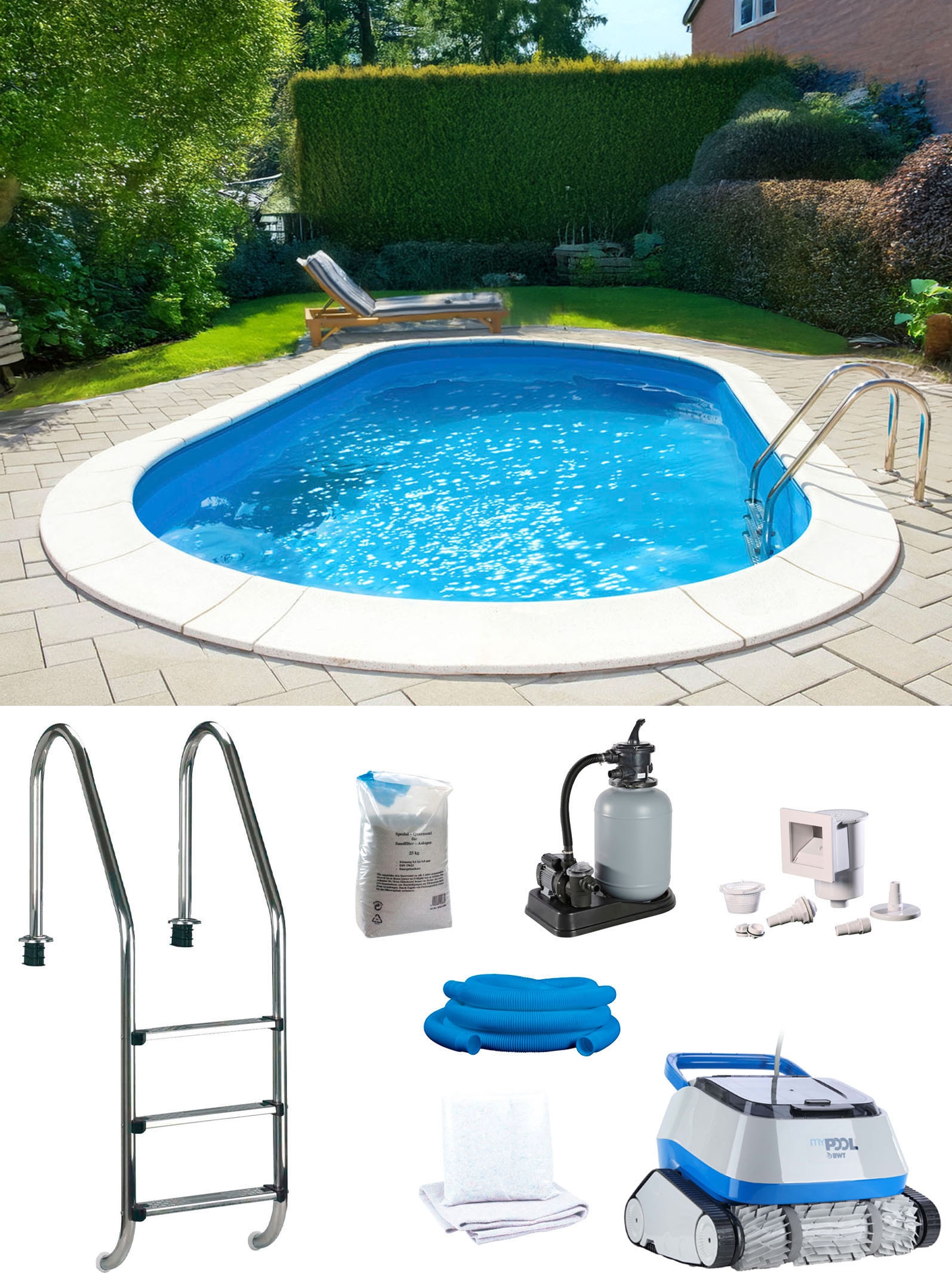 my POOL BWT Ovalpool »POWER, BxLxH: 360x623x150 cm« in 2 Folienfarben erhältlich, inkl. Poolroboter POWER ONE4ALL