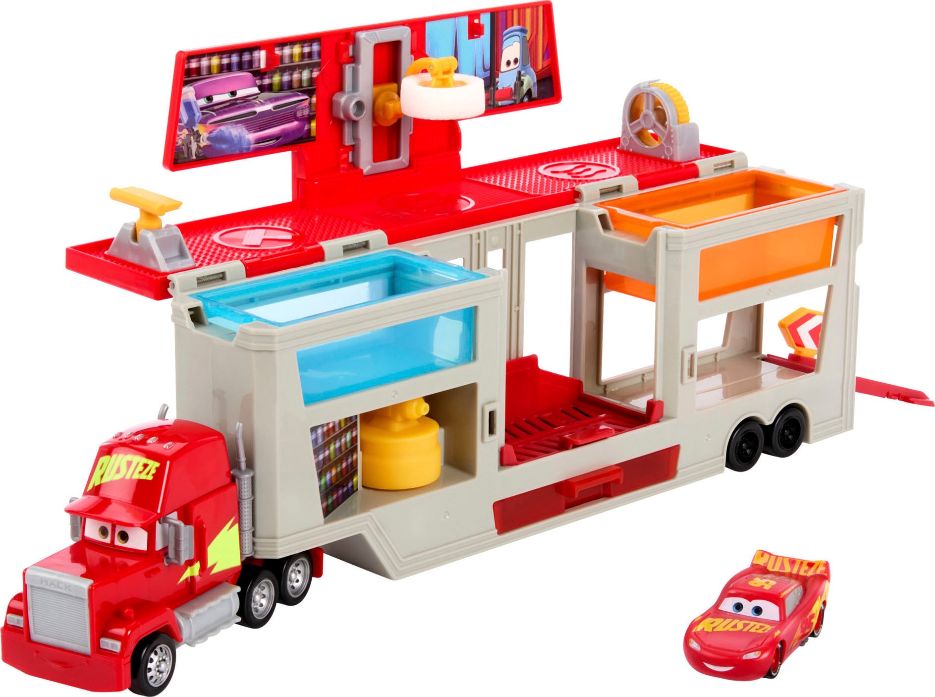 Spielzeug-LKW »Disney und Pixar Cars, Lackiererei Mack mit 1 Spielzeugauto«
